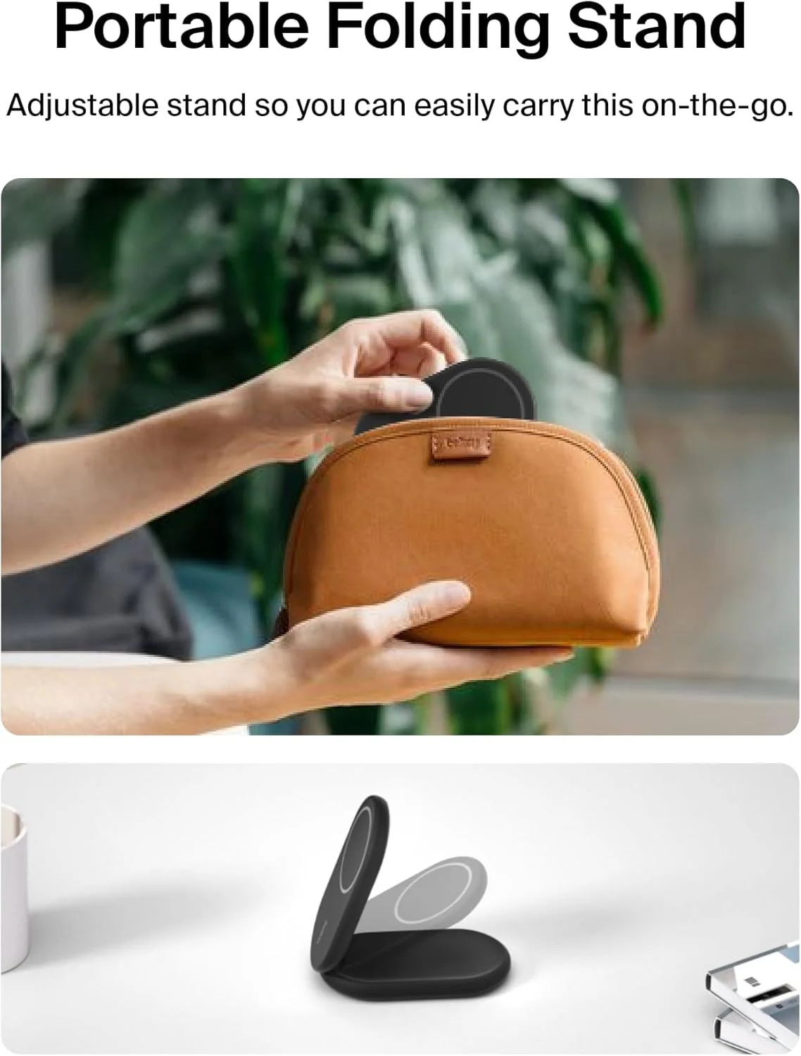 شارژر تاشو مغناطیسی 2 در 1 بلکین BoostCharge سازگار با MagSafe، شارژر بی سیم دارای گواهینامه Qi2 با توان 15 وات برای آیفون 15، آیفون 14، اپل واچ با پایه ضد لغزش، شامل منبع تغذیه - مشکی شارژر تاشو مغناطیسی 2 در 1 بلکین BoostCharge سازگار با MagSafe، شارژر بی سیم دارای گواهینامه Qi2 با توان 15 وات برای آیفون 15، آیفون 14، اپل واچ با پایه ضد لغزش، شامل منبع تغذیه - مشکی