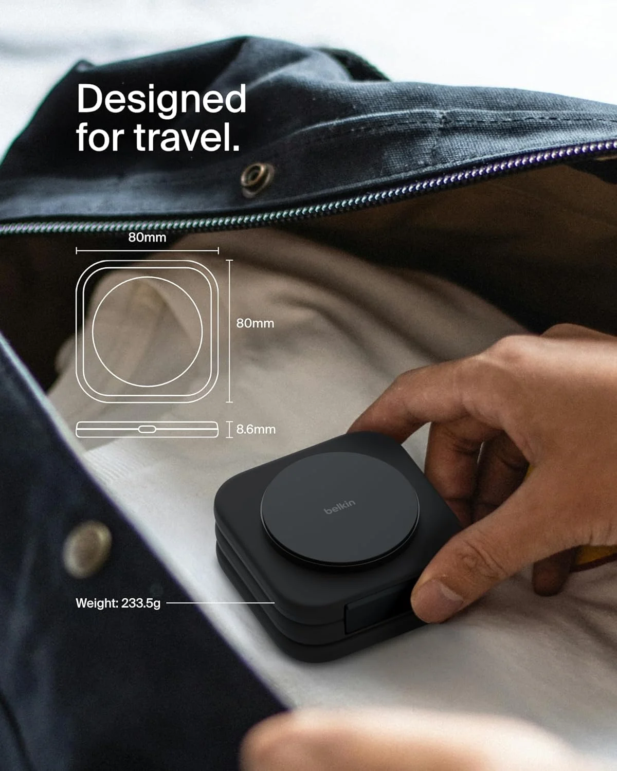 پد شارژ مسافرتی مغناطیسی 3 در 1 بلکین سازگار با MagSafe، شارژر بی سیم تاشو 15 واتی Qi2-Certified BoostCharge Pro، شارژر سازگار با MagSafe برای سری iPhone 16، Apple Watch، AirPods پد شارژ مسافرتی مغناطیسی 3 در 1 بلکین سازگار با MagSafe، شارژر بی سیم تاشو 15 واتی Qi2-Certified BoostCharge Pro، شارژر سازگار با MagSafe برای سری iPhone 16، Apple Watch، AirPods