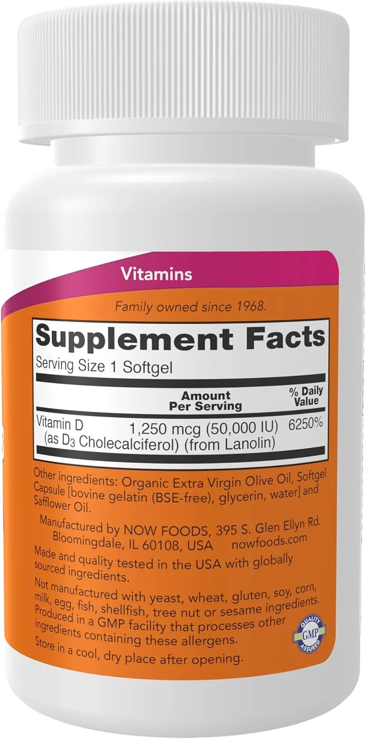 مکمل های غذایی NOW Foods، ویتامین D-3 50,000 IU سافت ژل، 50 سافت ژل مکمل های غذایی NOW Foods، ویتامین D-3 50,000 IU سافت ژل، 50 سافت ژل