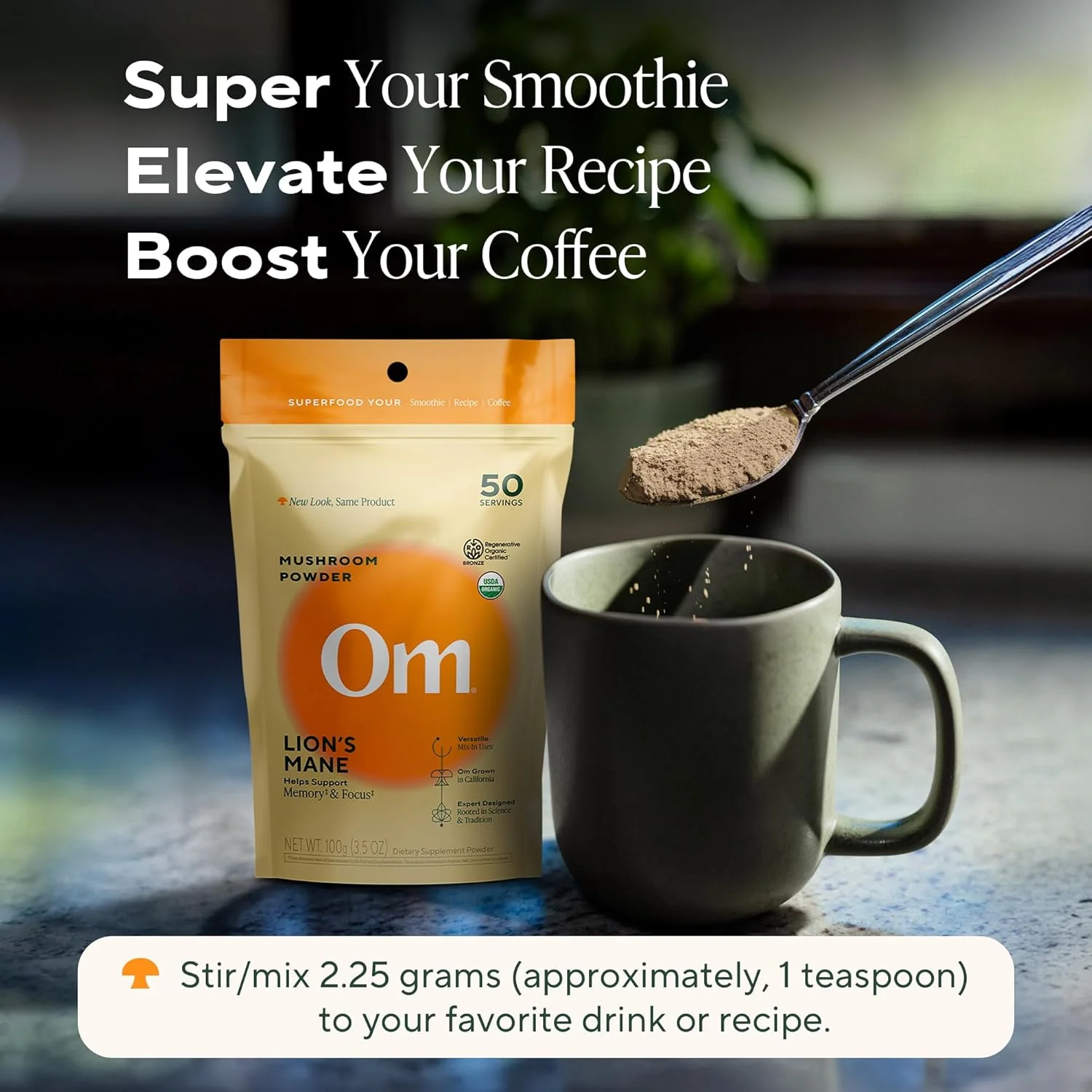 پودر سوپرفود قارچ ارگانیک ام، یال شیر، 99 گرم (50 سروینگ)، پشتیبانی از حافظه، تمرکز، وضوح و مکمل سلامت اعصاب، (بسته 1 عددی) پودر سوپرفود قارچ ارگانیک ام، یال شیر، 99 گرم (50 سروینگ)، پشتیبانی از حافظه، تمرکز، وضوح و مکمل سلامت اعصاب، (بسته 1 عددی)