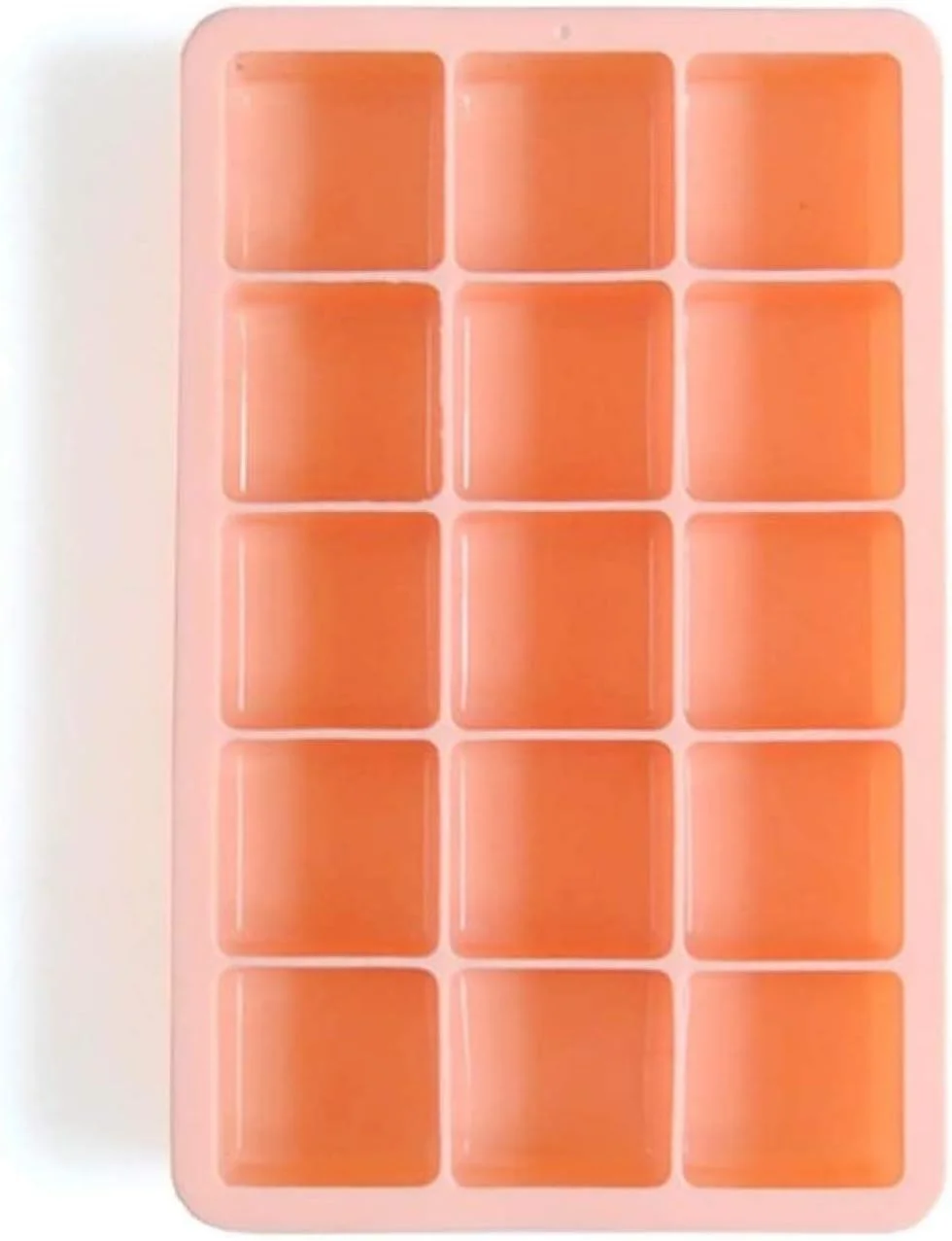 قالب بستنی یخی 15 حفره ای با درب سیلیکونی، قالب یخ با گرید غذایی، مناسب برای تهیه غذای کمکی کودک (رنگ: نارنجی، سایز: 13 x 18.5 x 3.5 سانتی متر)