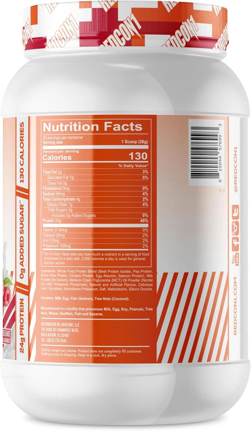 پودر پروتئین غذای کامل REDCON1 MRE Lite، جونیورز، چیزکیک تمشک - جایگزین غذای کم کربوهیدرات و بدون وی با ترکیبات پروتئین حیوانی - مکمل با قابلیت هضم آسان با روغن MCT (30 سروینگ)