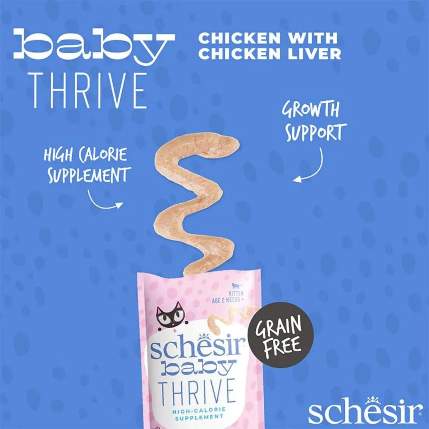 موس بچه گربه با طعم مرغ Schesir Baby Thrive، 20 بسته 8 گرمی