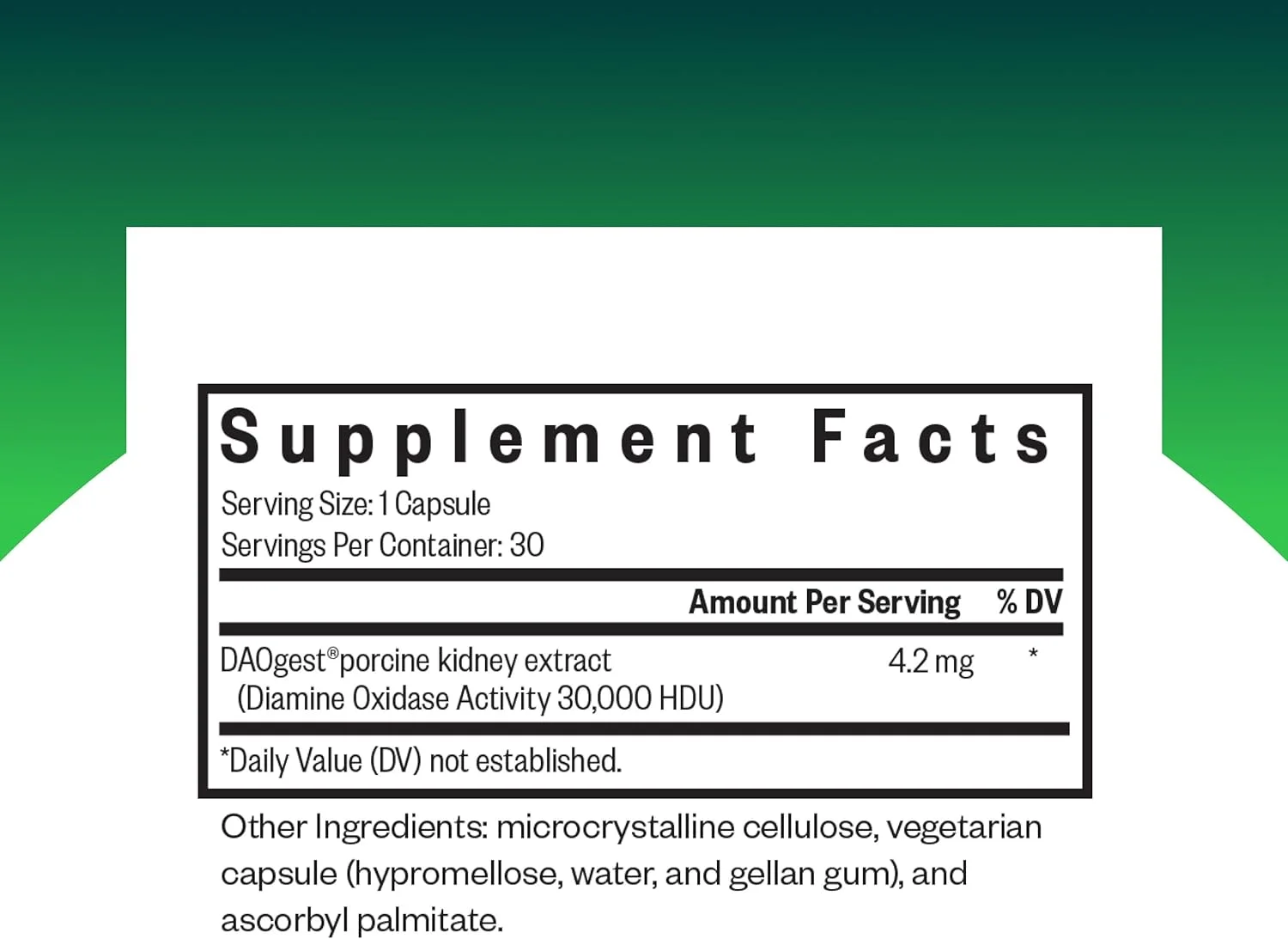 مکمل آنزیم DAO برای عدم تحمل غذایی، پشتیبانی از سلامت دستگاه گوارش، ناراحتی معده، گیاهی (30 کپسول)