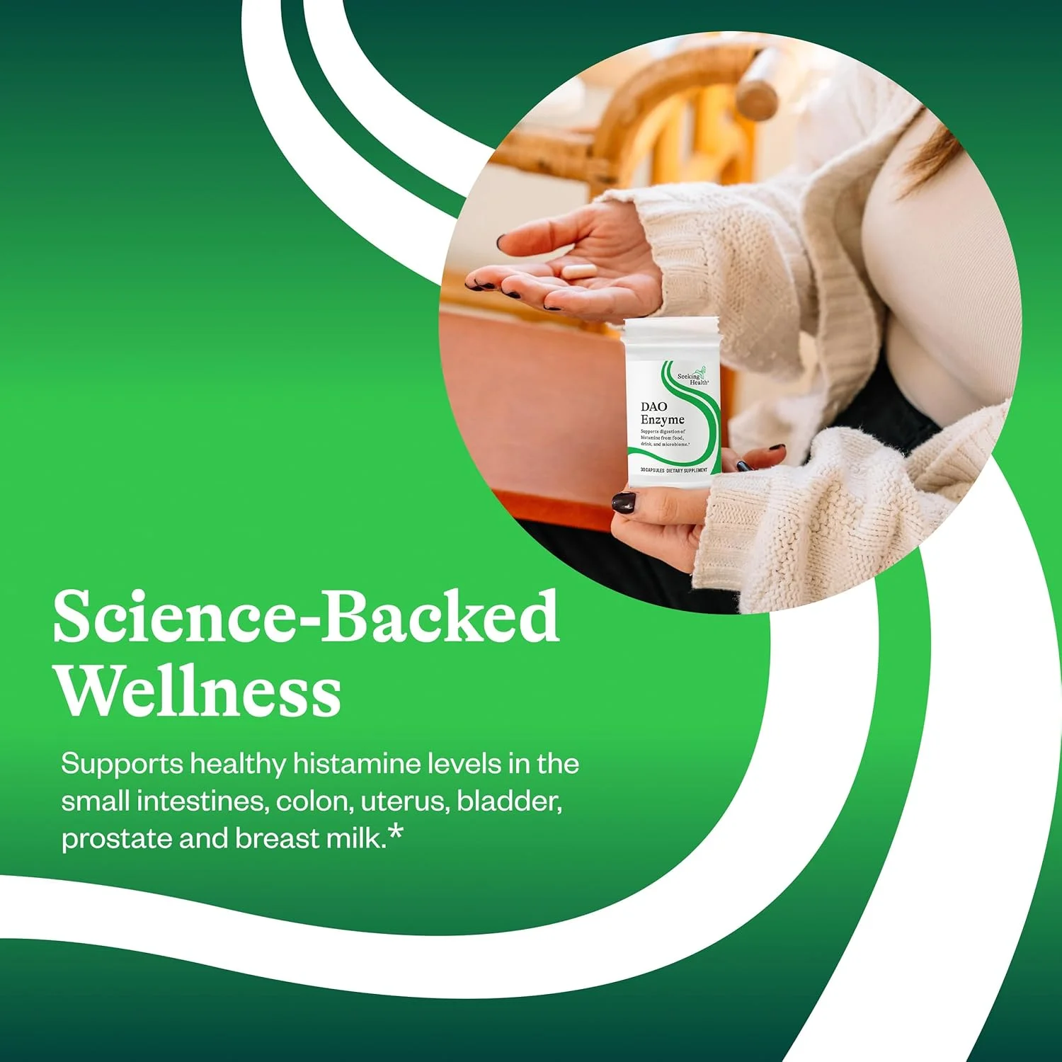 مکمل آنزیم DAO برای عدم تحمل غذایی، پشتیبانی از سلامت دستگاه گوارش، ناراحتی معده، گیاهی (30 کپسول)