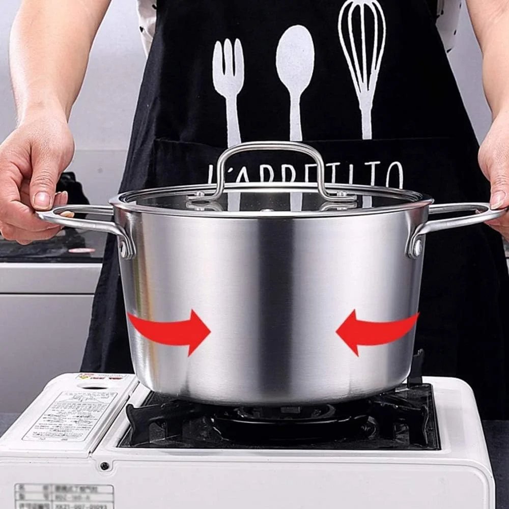 قابلمه سوپ استیل 304، قابلمه سه لایه کامپوزیت، قابلمه کوچک شیر، قابلمه مکمل غذای کودک، لوازم آشپزخانه منزل