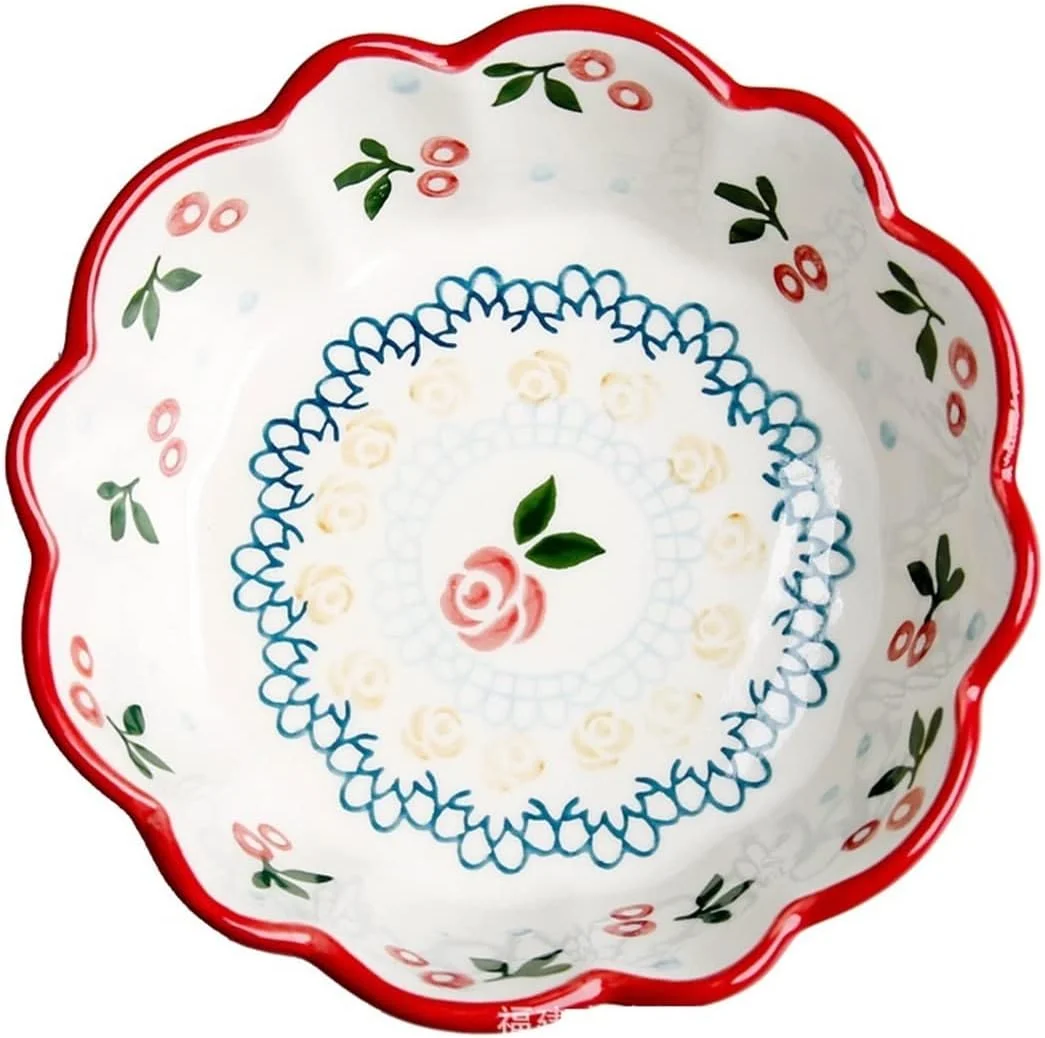 کاسه های آشپزخانه UTOYA، کاسه سالاد سرامیکی گیلاس با نقاشی دستی، کاسه کوچک پخت سس، کاسه میوه مکمل غذای کودک خانگی (رنگ: 6 اینچ)