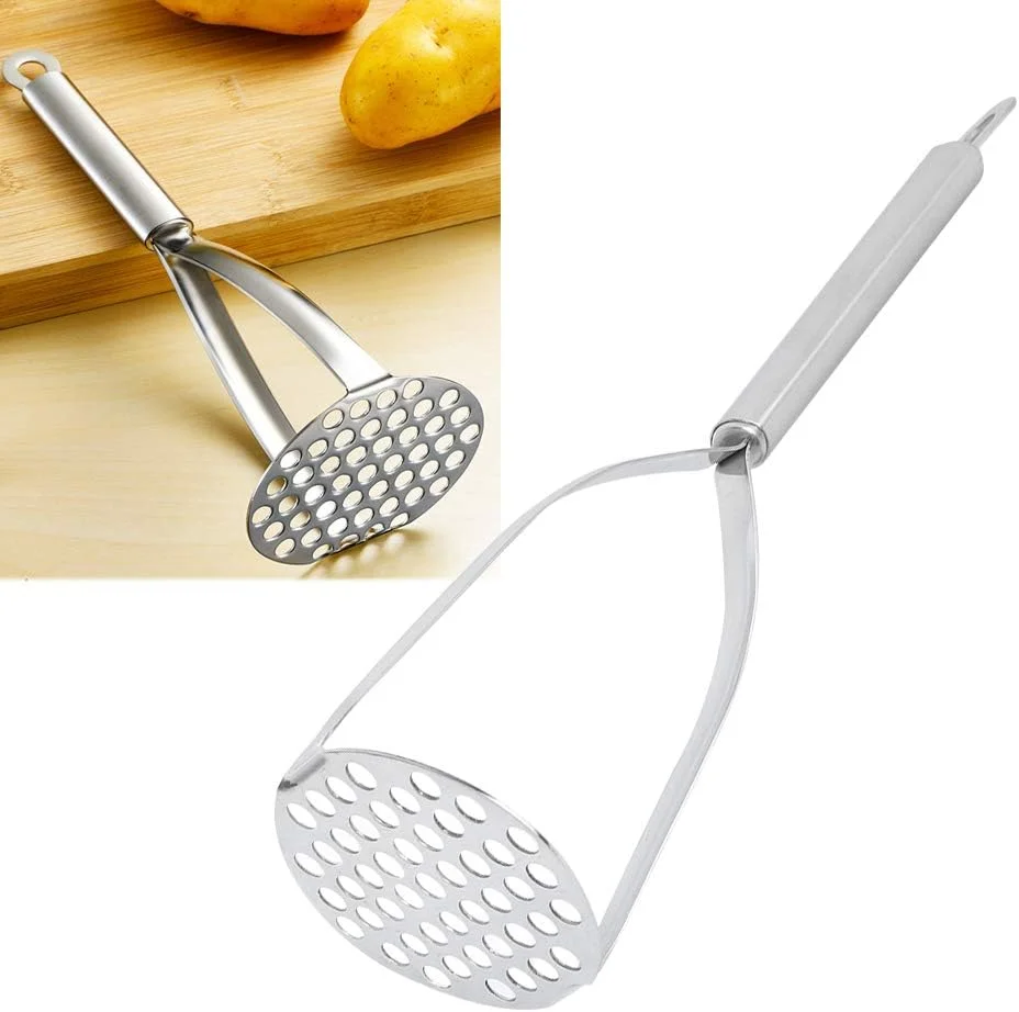 پوره ساز سیب زمینی استیل ضخیم Topyond - ایده آل برای پوره کردن سیب زمینی، سیب زمینی شیرین، میوه و مکمل های غذای کودک - لوازم آشپزخانه خانگی برای پوره کردن آسان