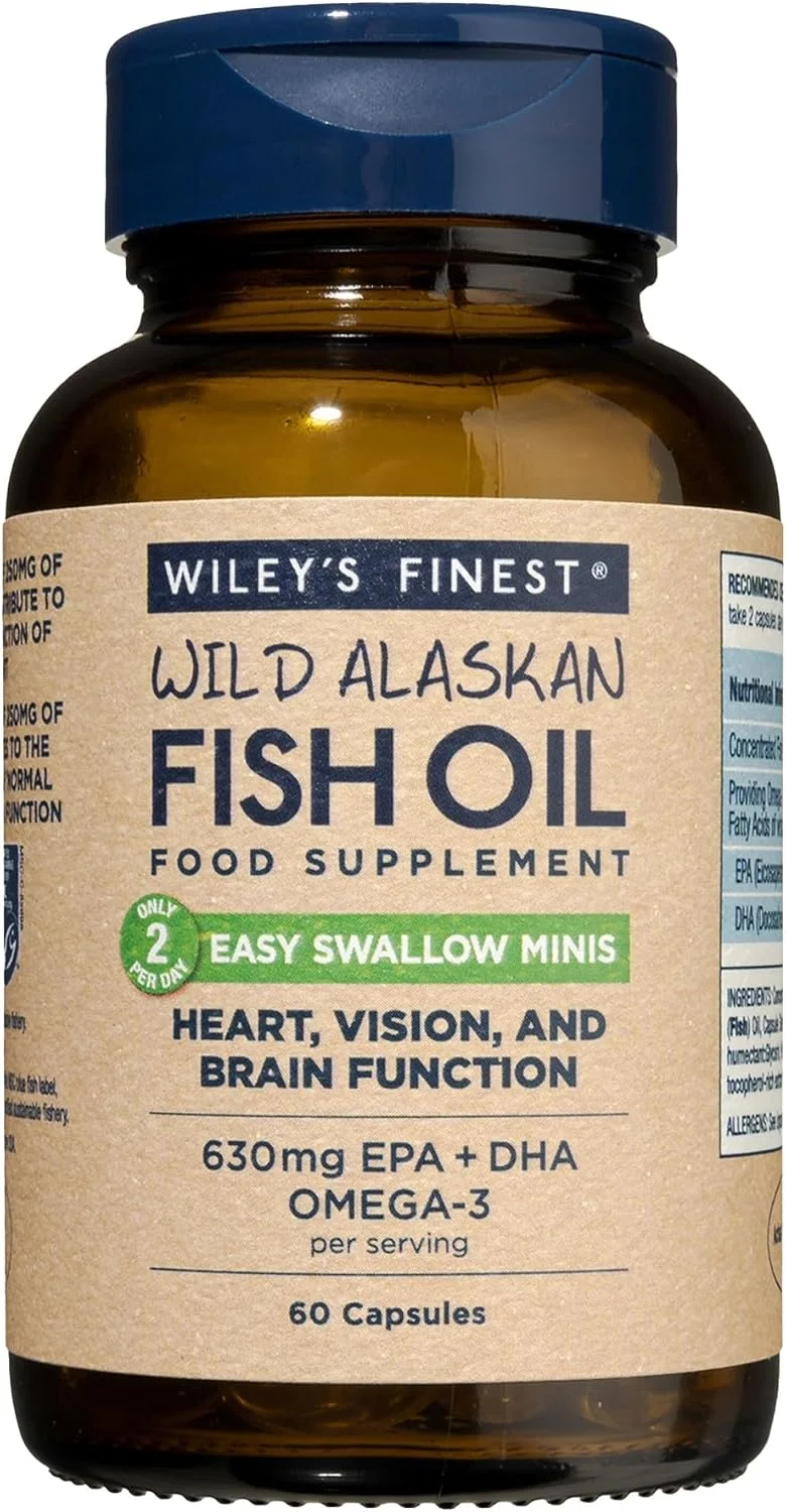 مکمل غذایی روغن ماهی آلاسکا وایلی فاینست، امگا 3، 630 میلی گرم EPA + DHA، کپسول های کوچک با بلع آسان، 60 عدد مکمل غذایی روغن ماهی آلاسکا وایلی فاینست، امگا 3، 630 میلی گرم EPA + DHA، کپسول های کوچک با بلع آسان، 60 عدد