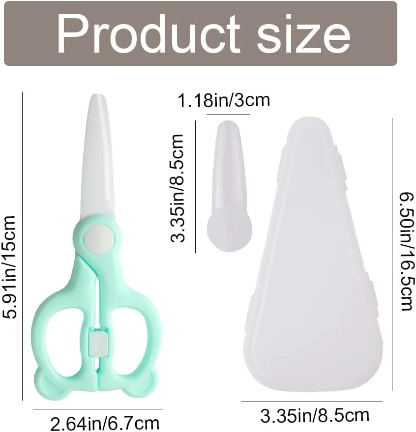 قیچی غذای کودک Yeenelwboo، قیچی سرامیکی مکمل غذای کودک با روکش محافظ و کیف مسافرتی برای نودل، گوشت، مرغ، سبزیجات و میوه ها