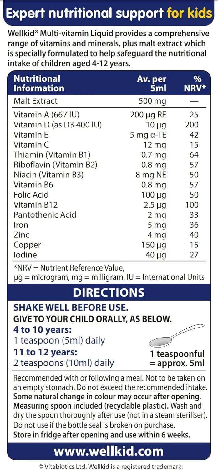 شربت کودک و نوزاد Wellkid Vitabiotics، ۱۵۰ میلی لیتر شربت کودک و نوزاد Wellkid Vitabiotics، ۱۵۰ میلی لیتر