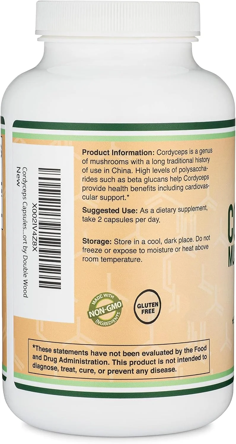 کپسول های قارچ کوردیسپس دابل وود (عصاره قارچ کوردیسپس سیننسیس) 210 عدد، تامین 3.5 ماهه، 1000 میلی گرم (7% پلی ساکارید با آلفا و بتا گلوکان) پشتیبانی کلی و افزایش سن