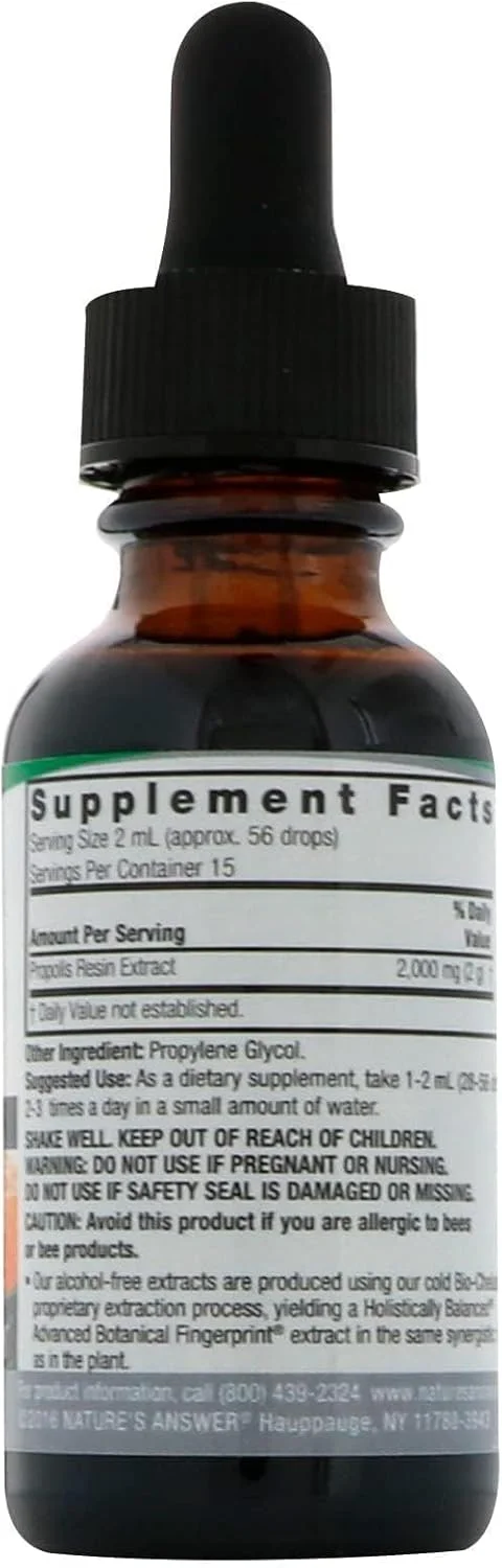 Nature's Answer، پروپولیس، بدون الکل، 2000 میلی گرم، 1 اونس مایع (30 میلی لیتر)