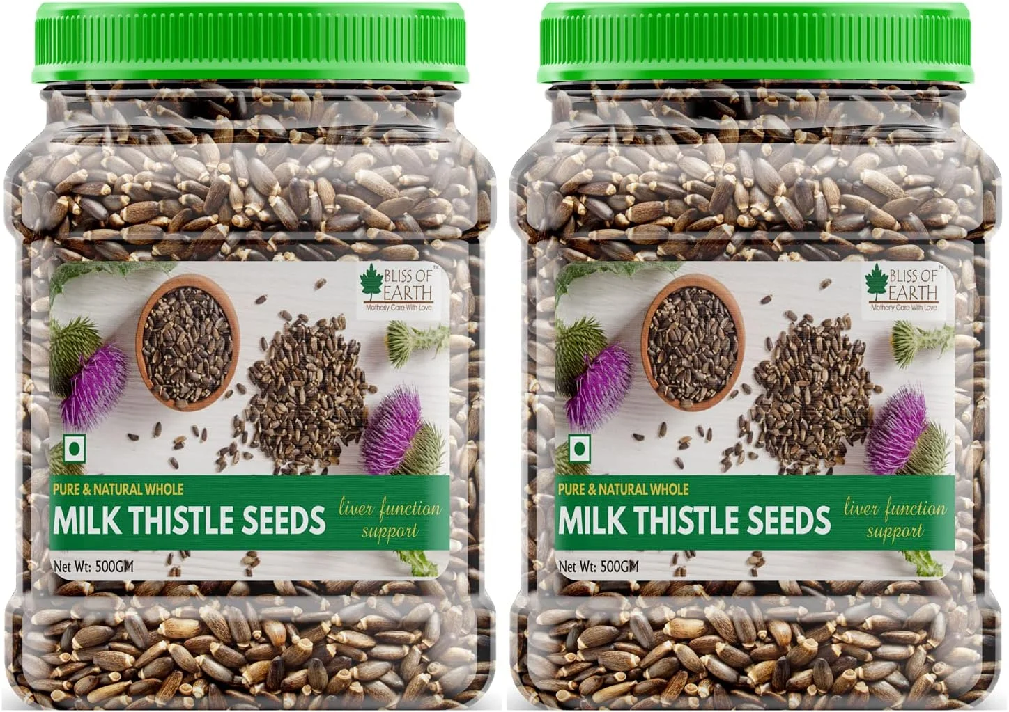 بذر خار مریم بلیس آف ارث، غذای فوق العاده ارگانیک برای پاکسازی کبد، تقویت ایمنی و کنترل قند خون (بسته 2x500 گرمی)