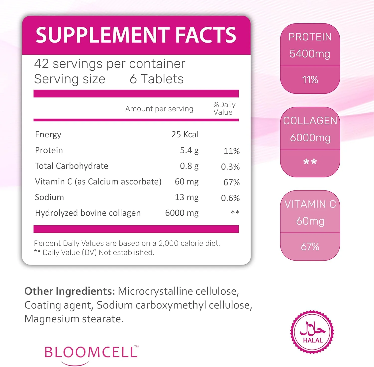 قرص کلاژن + ویتامین C بلومسل - 252 عدد | پپتیدهای کلاژن گاوی هیدرولیز شده نوع I و III | پشتیبانی از پوست، مو و ناخن | منبع با خلوص بالا برای سلامت مفاصل و استخوان | غیر GMO، بدون گلوتن قرص کلاژن + ویتامین C بلومسل - 252 عدد | پپتیدهای کلاژن گاوی هیدرولیز شده نوع I و III | پشتیبانی از پوست، مو و ناخن | منبع با خلوص بالا برای سلامت مفاصل و استخوان | غیر GMO، بدون گلوتن