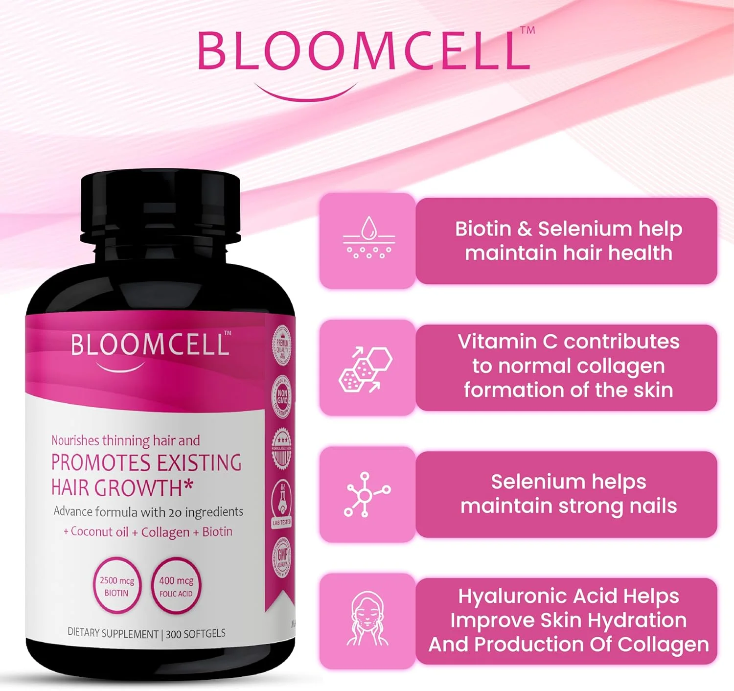 کپسول های نرم مو، پوست و ناخن - 300 عدد غنی شده با کلاژن، بیوتین و ویتامین های ضروری | پشتیبانی از زیبایی پر جنب و جوش، موهای قوی تر و احیا شده، پوست درخشان و ناخن ها | غیر GMO و بدون گلوتن کپسول های نرم مو، پوست و ناخن - 300 عدد غنی شده با کلاژن، بیوتین و ویتامین های ضروری | پشتیبانی از زیبایی پر جنب و جوش، موهای قوی تر و احیا شده، پوست درخشان و ناخن ها | غیر GMO و بدون گلوتن