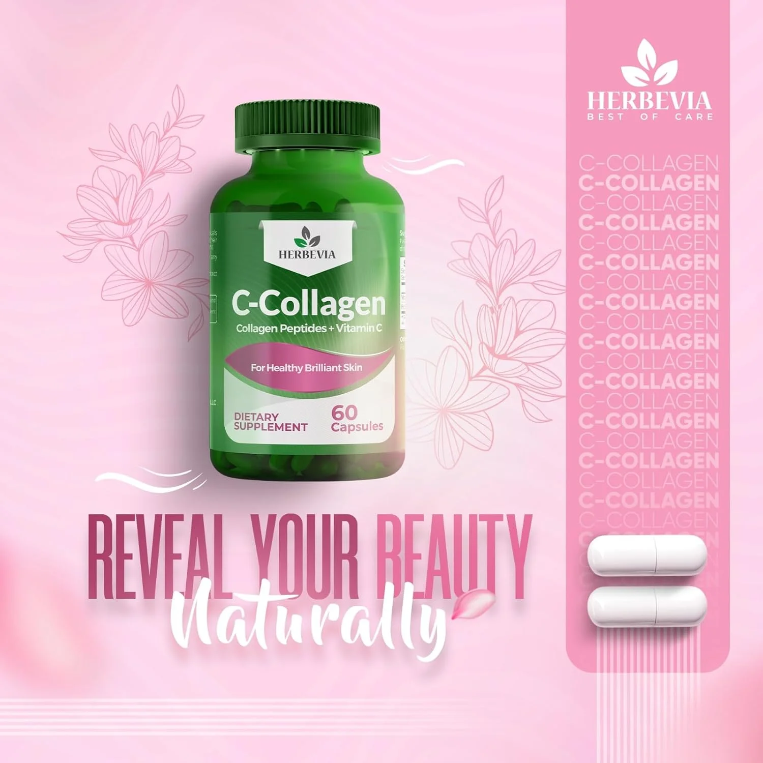 کپسول C-کلاژن | کلاژن هیدرولیز شده و ویتامین C | پوست درخشان، موهای سالم، ناخن ها و مفاصل | مکمل ضد پیری برای بزرگسالان | دارای گواهی حلال | بدون GMO | 60 کپسول کپسول C-کلاژن | کلاژن هیدرولیز شده و ویتامین C | پوست درخشان، موهای سالم، ناخن ها و مفاصل | مکمل ضد پیری برای بزرگسالان | دارای گواهی حلال | بدون GMO | 60 کپسول