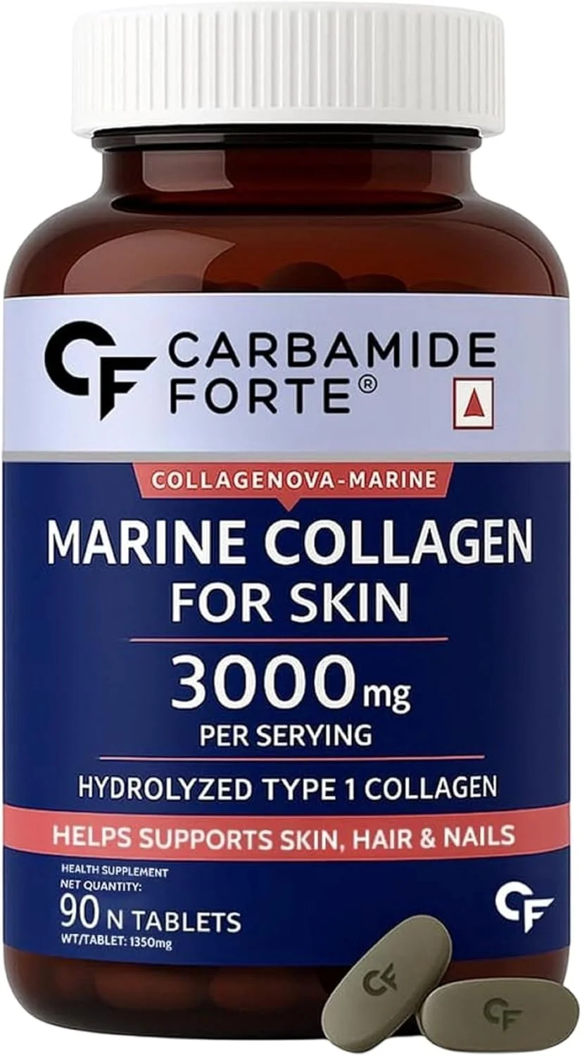 قرص های پپتیدهای کلاژن دریایی Carbamide Forte | مکمل های کلاژن دریایی برای زنان و مردان برای پوست، مو و ناخن - 90 قرص قرص های پپتیدهای کلاژن دریایی Carbamide Forte | مکمل های کلاژن دریایی برای زنان و مردان برای پوست، مو و ناخن - 90 قرص