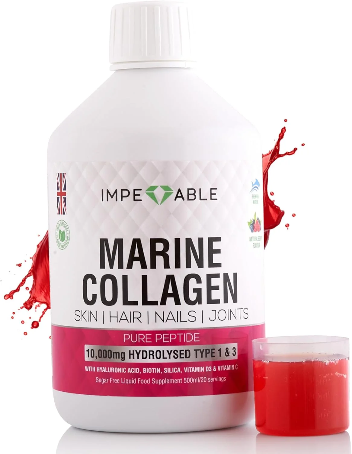 نوشیدنی کلاژن دریایی مایع 10000 میلی گرم هیدرولیز شده بدون شکر | مکمل برای زنان و مردان | رشد مو | مراقبت از ناخن و پوست | مفاصل سالم | اسید هیالورونیک | ویتامین های B C D، بیوتین. طعم توت. نوشیدنی کلاژن دریایی مایع 10000 میلی گرم هیدرولیز شده بدون شکر | مکمل برای زنان و مردان | رشد مو | مراقبت از ناخن و پوست | مفاصل سالم | اسید هیالورونیک | ویتامین های B C D، بیوتین. طعم توت.