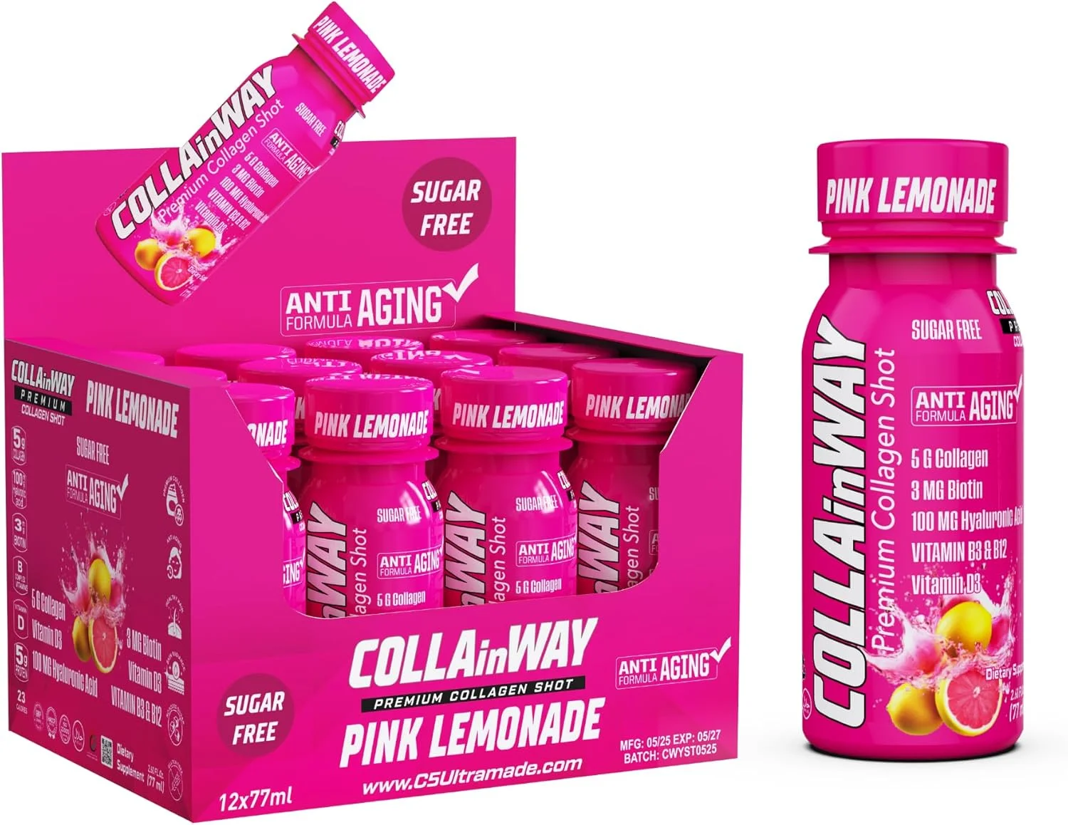 نوشیدنی کلاژن COLLAinWay با طعم لیموناد صورتی 8000 میلی گرم - بدون شکر، بیوتین، اسید هیالورونیک، ال-گلوتاتیون، ویتامین D - پشتیبانی از سلامت مو، پوست، ناخن و استخوان، نوشیدنی آبرسان و زیبایی، بسته 12 عددی نوشیدنی کلاژن COLLAinWay با طعم لیموناد صورتی 8000 میلی گرم - بدون شکر، بیوتین، اسید هیالورونیک، ال-گلوتاتیون، ویتامین D - پشتیبانی از سلامت مو، پوست، ناخن و استخوان، نوشیدنی آبرسان و زیبایی، بسته 12 عددی