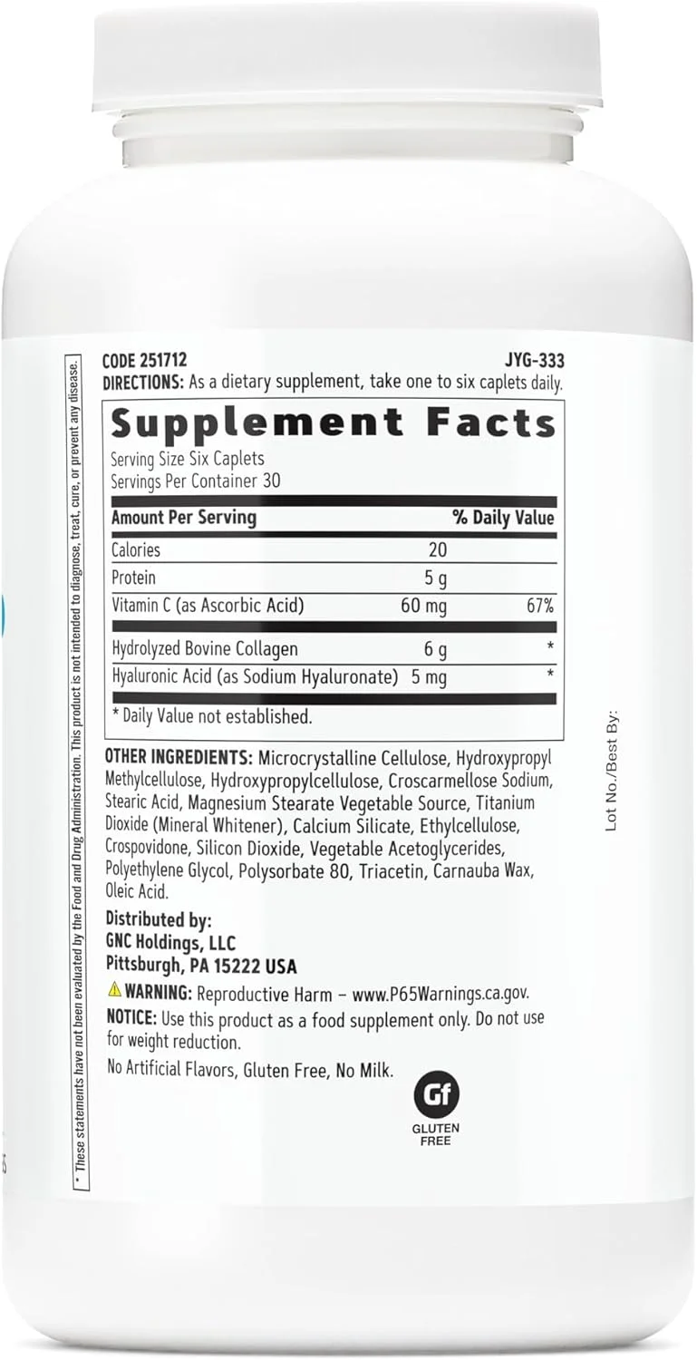 مکمل کلاژن بانوان جی ان سی، پشتیبانی از سلامت پوست و بهبود خاصیت ارتجاعی، فرمول هدفمند رشد و ترمیم سلولی با اسید هیالورونیک، منبع طبیعی کلاژن، 180 عدد کپسول