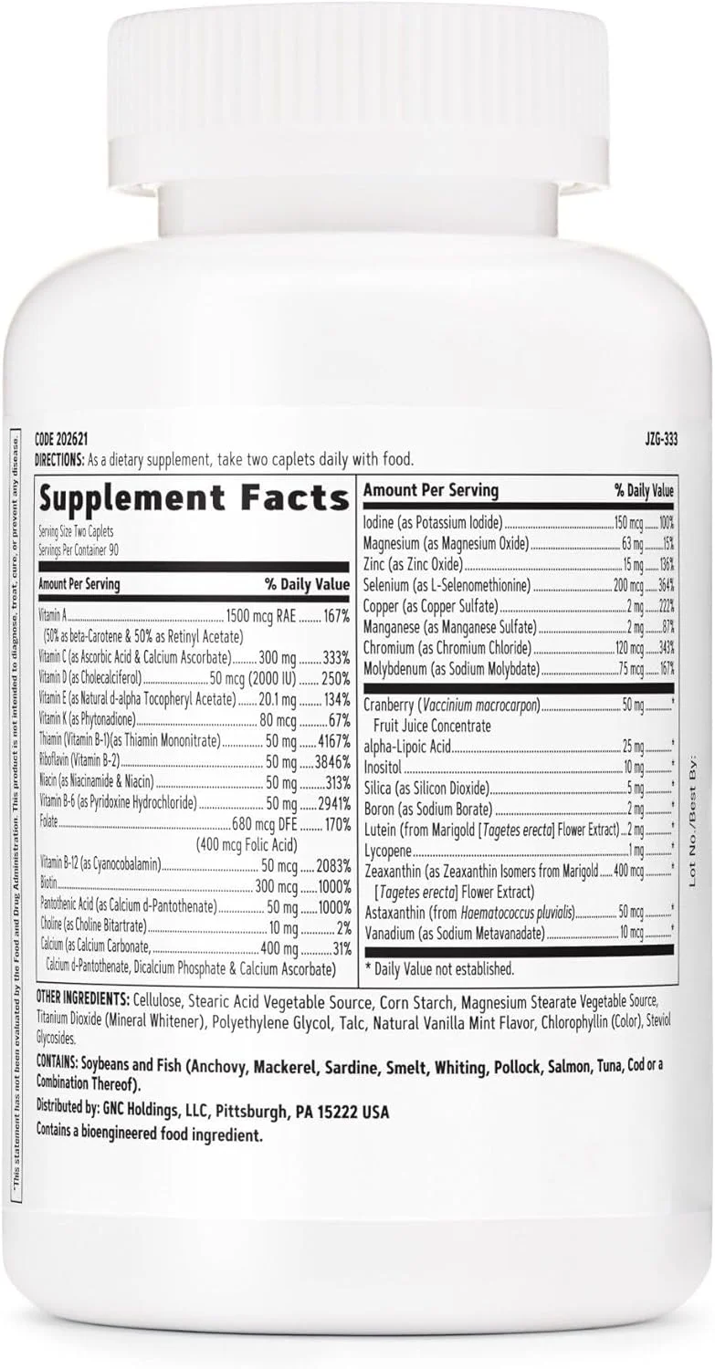 مولتی ویتامین Ultra Mega مخصوص بانوان GNC، مکمل ویتامین روزانه، پشتیبانی از سیستم ایمنی، مغز، مو، پوست و ناخن، 180 عدد