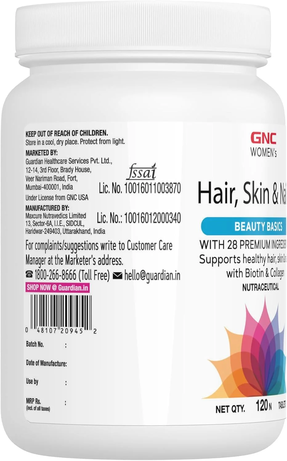 مولتی ویتامین مو، پوست و ناخن زنان GNC | درمان ریزش مو | بهبود رشد مو | پوست جوان تر | ناخن های قوی تر | فرموله شده در ایالات متحده آمریکا | 28 ماده ممتاز | 120 قرص مولتی ویتامین مو، پوست و ناخن زنان GNC | درمان ریزش مو | بهبود رشد مو | پوست جوان تر | ناخن های قوی تر | فرموله شده در ایالات متحده آمریکا | 28 ماده ممتاز | 120 قرص