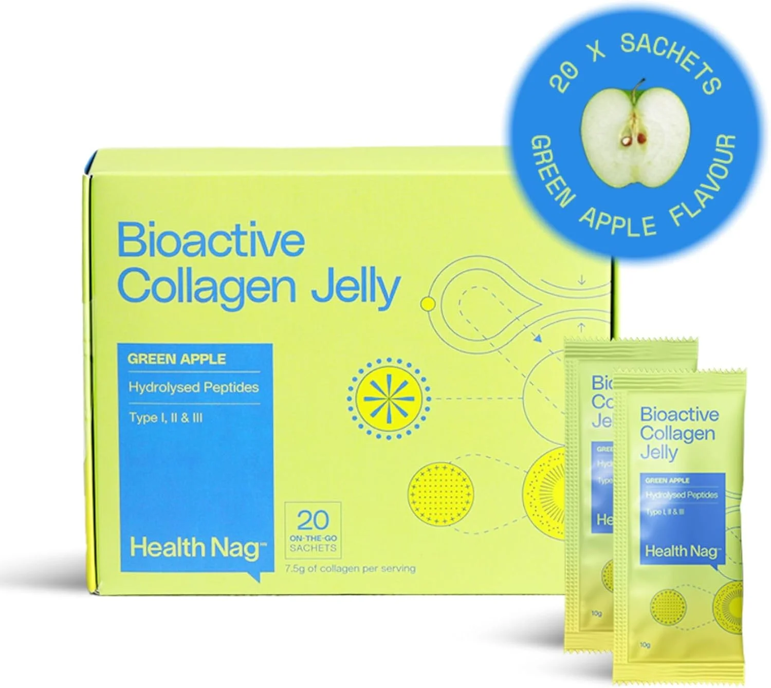 ژله کلاژن فعال زیستی، 100% پپتیدهای هیدرولیز شده خالص نوع I، II و III، ساشه های آماده مصرف، 20 ساشه در 1 جعبه - سیب سبز، بسته 2 عددی (تحویل در ون یخچال دار) ژله کلاژن فعال زیستی، 100% پپتیدهای هیدرولیز شده خالص نوع I، II و III، ساشه های آماده مصرف، 20 ساشه در 1 جعبه - سیب سبز، بسته 2 عددی (تحویل در ون یخچال دار)