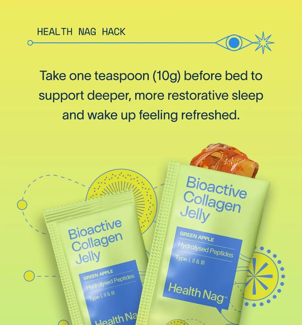 ژله کلاژن فعال زیستی هلث نگ، پپتیدهای هیدرولیز شده خالص نوع I، II و III، ساشه های آماده مصرف، 20 ساشه در 1 جعبه - سیب سبز، بسته 2 عددی (تحویل با ماشین یخچال دار)