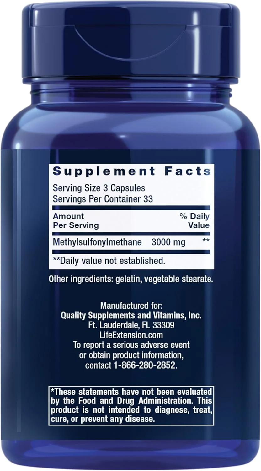 لایف اکستنشن MSM، 1000 میلی گرم، متیل سولفونیل متان، پشتیبانی از مفاصل سالم، کمک به تسکین ناراحتی عضلات و مفاصل، پشتیبانی آنتی اکسیدانی، بدون گلوتن، غیر GMO، 100 کپسول لایف اکستنشن MSM، 1000 میلی گرم، متیل سولفونیل متان، پشتیبانی از مفاصل سالم، کمک به تسکین ناراحتی عضلات و مفاصل، پشتیبانی آنتی اکسیدانی، بدون گلوتن، غیر GMO، 100 کپسول