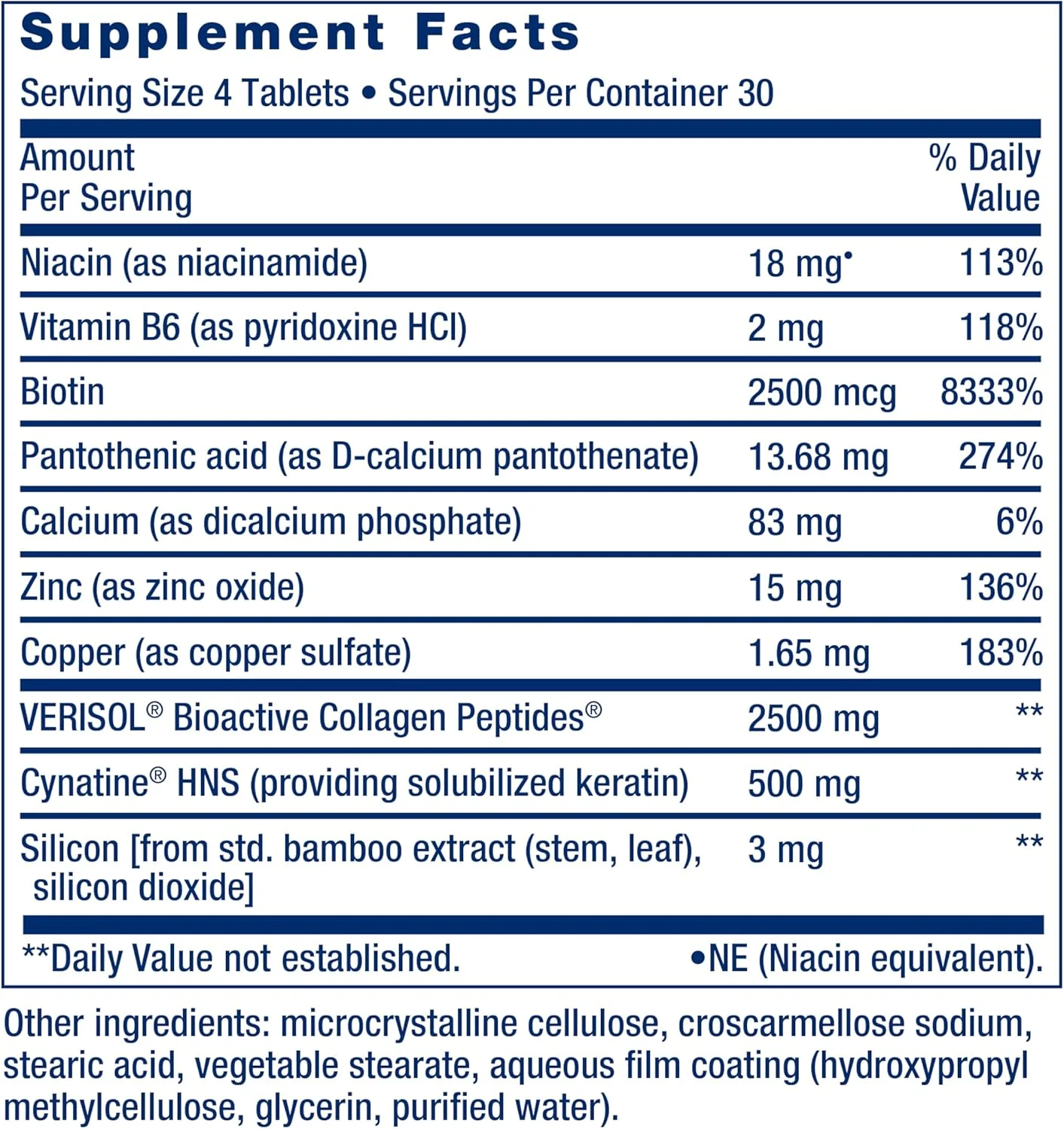 فرمول کلاژن پلاس مو، پوست و ناخن لایف اکستنشن - تقویت سلامت کلاژن و کراتین - حاوی نیاسین، ویتامین B6، بیوتین، کلسیم و روی - غیر GMO - 120 عدد (بسته 1 عددی) فرمول کلاژن پلاس مو، پوست و ناخن لایف اکستنشن - تقویت سلامت کلاژن و کراتین - حاوی نیاسین، ویتامین B6، بیوتین، کلسیم و روی - غیر GMO - 120 عدد (بسته 1 عددی)