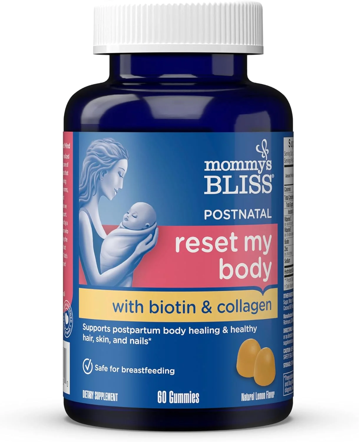 پاستیل های بازسازی بدن پس از زایمان Mommy's Bliss با بیوتین و کلاژن، پشتیبانی از انرژی پس از زایمان، بهبود و سلامت مفاصل + سلامت مو، پوست و ناخن، بدون گلوتن، 60 پاستیل (30 سروینگ)