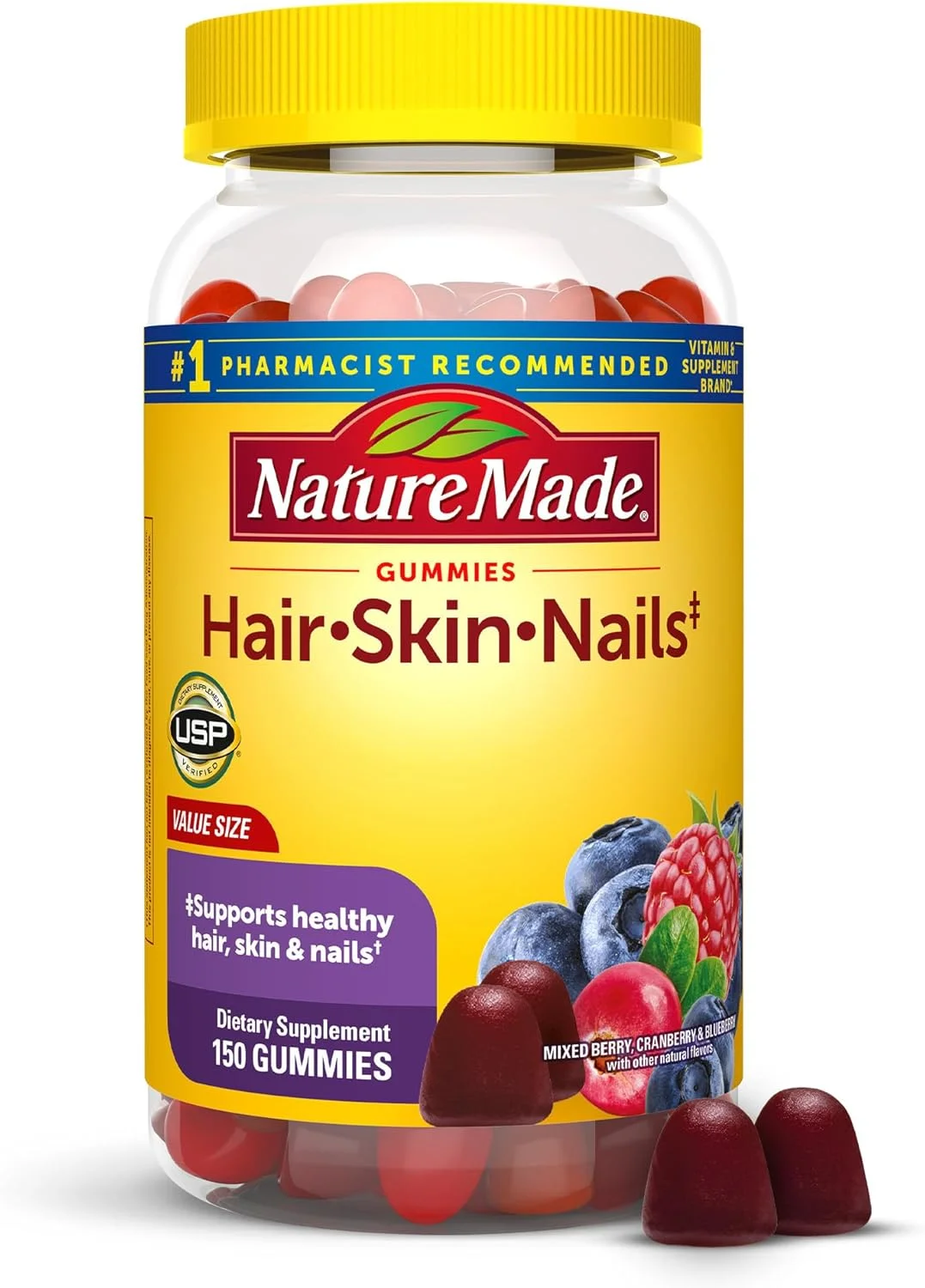 پاستیل تقویت مو، پوست و ناخن Nature Made حاوی 2500 میکروگرم بیوتین، 150 عدد