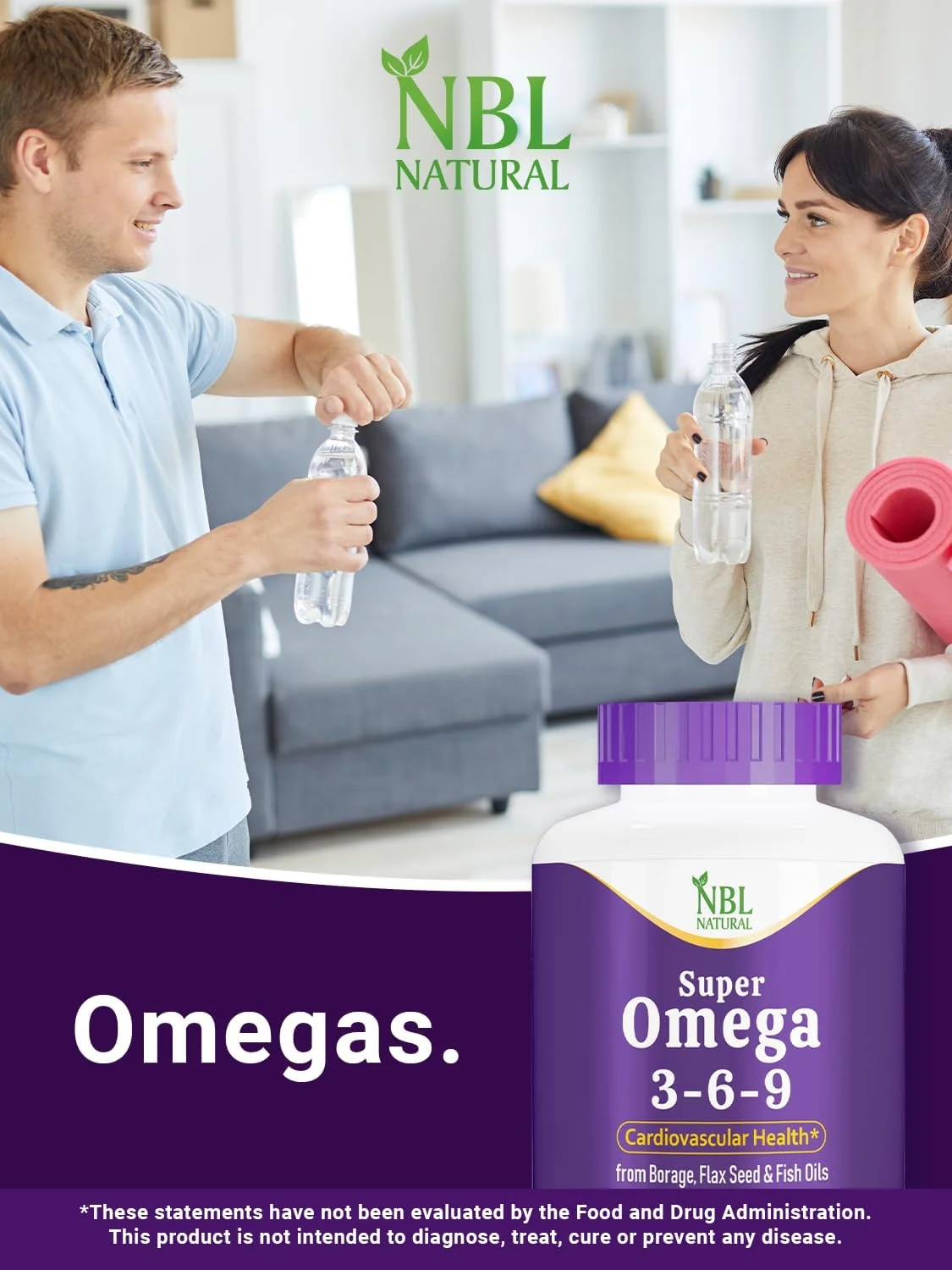 امگا 3-6-9 طبیعی NBL با دوز 1200 میلی گرم، ترکیبی از روغن ماهی، گل گاوزبان و تخم کتان، پشتیبانی از پوست، مو، قلب و حافظه، 180 سافت ژل امگا 3-6-9 طبیعی NBL با دوز 1200 میلی گرم، ترکیبی از روغن ماهی، گل گاوزبان و تخم کتان، پشتیبانی از پوست، مو، قلب و حافظه، 180 سافت ژل