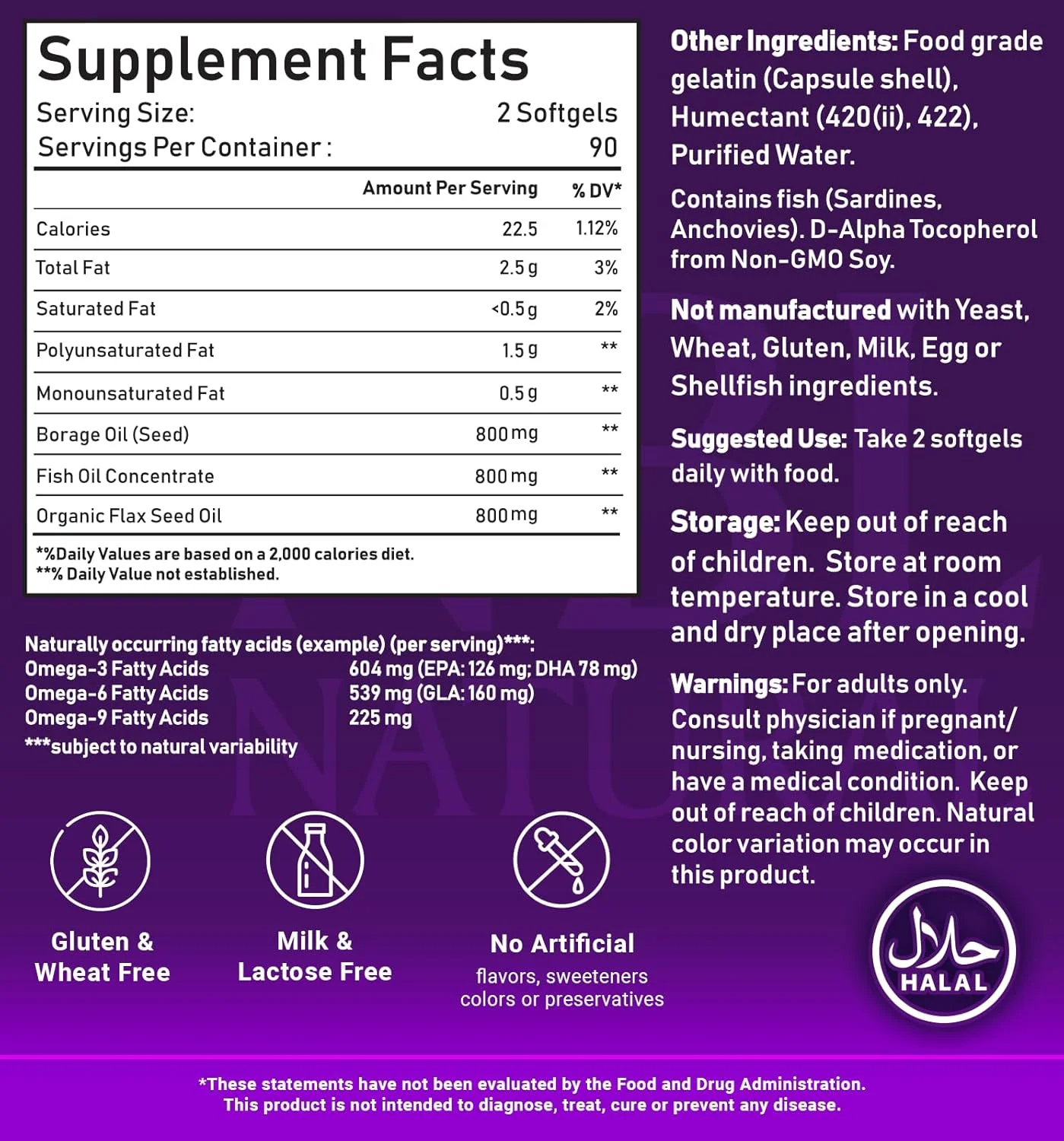 امگا 3-6-9 طبیعی NBL با دوز 1200 میلی گرم، ترکیبی از روغن ماهی، گل گاوزبان و تخم کتان، پشتیبانی از پوست، مو، قلب و حافظه، 180 سافت ژل امگا 3-6-9 طبیعی NBL با دوز 1200 میلی گرم، ترکیبی از روغن ماهی، گل گاوزبان و تخم کتان، پشتیبانی از پوست، مو، قلب و حافظه، 180 سافت ژل
