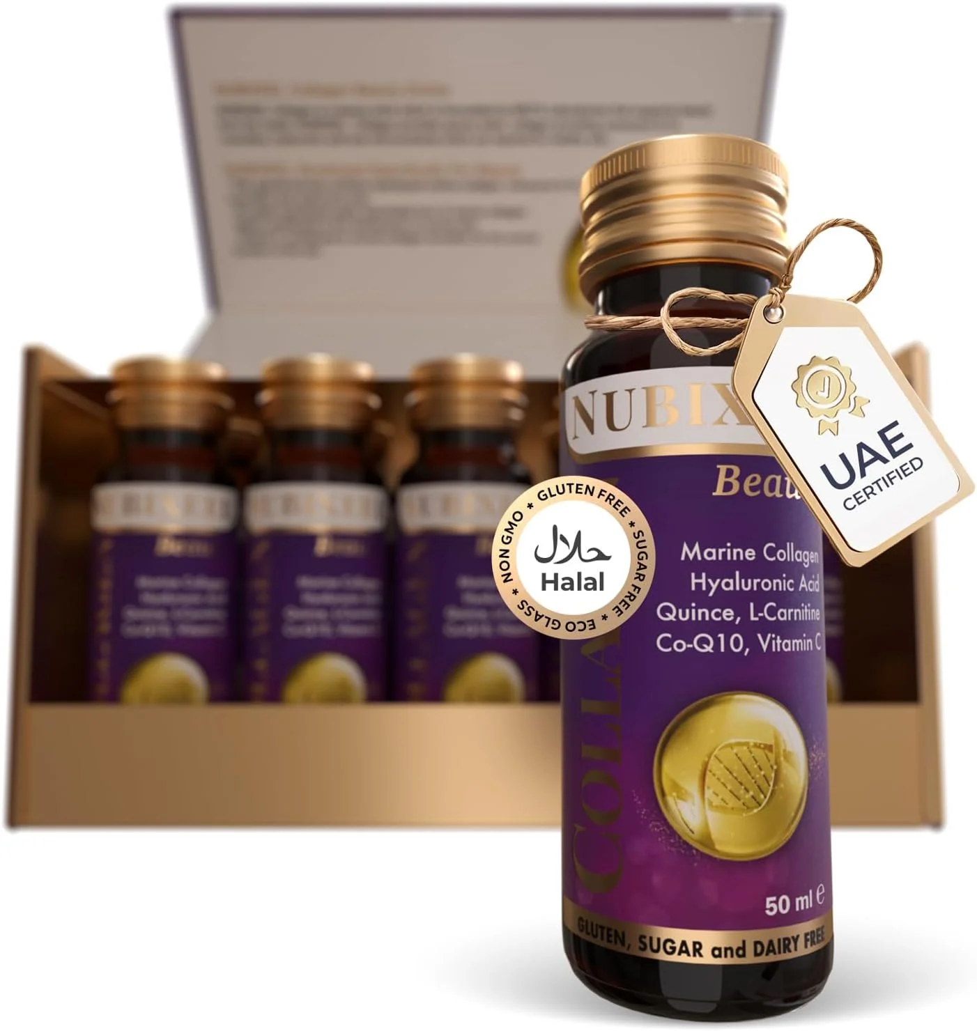 کلاژن دریایی ممتاز نوبیکسیل (10 شات) - کلاژن مایع هیدرولیز شده با ویتامین C + بیوتین + E + B5 + B6 | پشتیبانی از مو و پوست | برای زنان و مردان | بدون شکر | بدون گلوتن کلاژن دریایی ممتاز نوبیکسیل (10 شات) - کلاژن مایع هیدرولیز شده با ویتامین C + بیوتین + E + B5 + B6 | پشتیبانی از مو و پوست | برای زنان و مردان | بدون شکر | بدون گلوتن