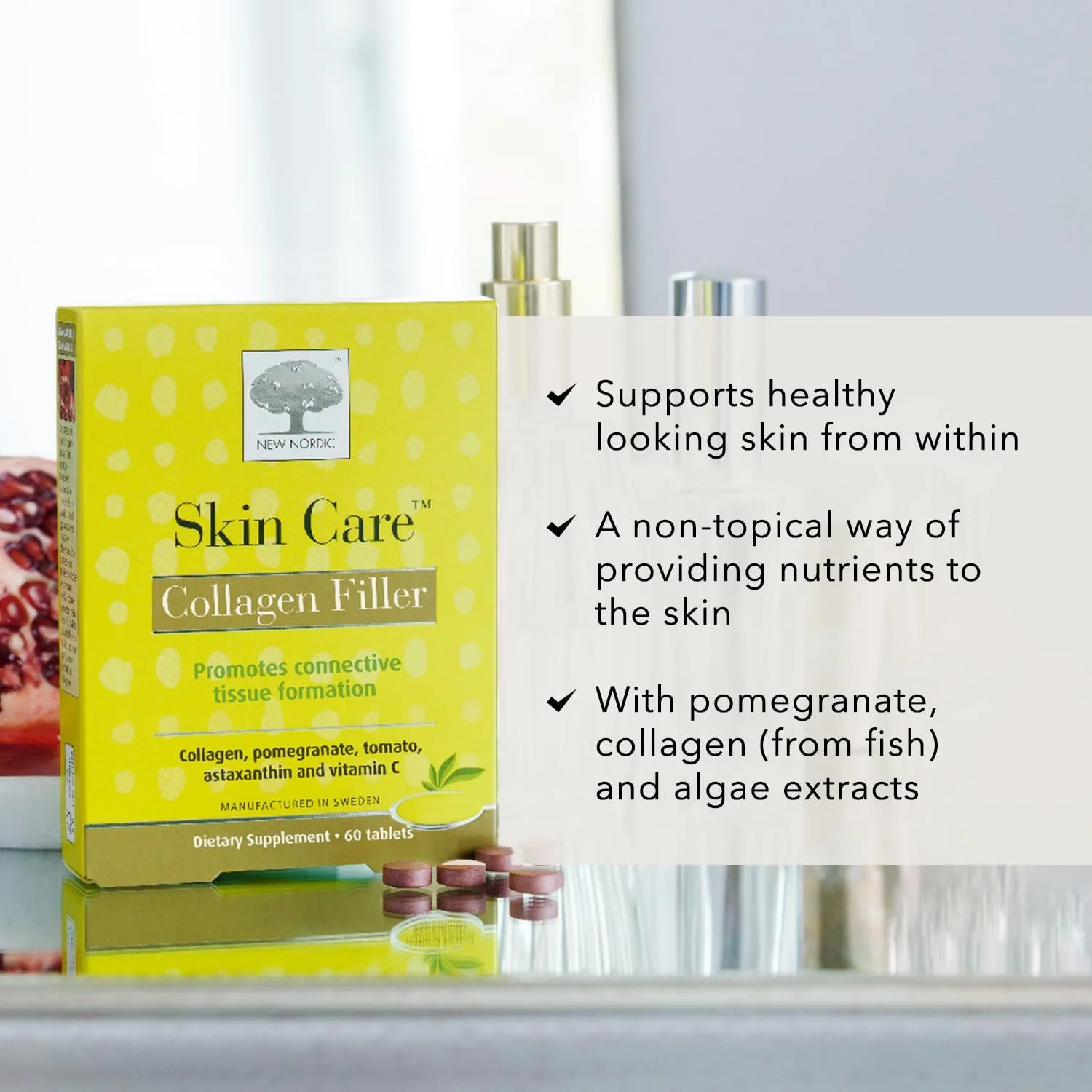 مکمل کلاژن دریایی نیو نوردیک برای داشتن پوستی سالم تر، صاف تر و شاداب تر، 60 قرص