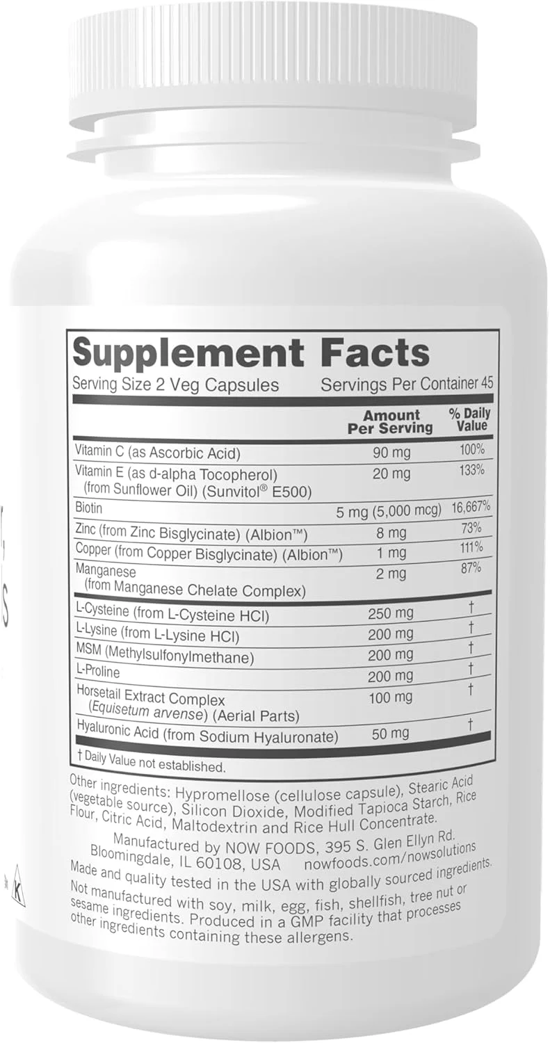 NOW Solutions، مو، پوست و ناخن گیاهی، پشتیبانی تغذیه ای با 5000 میکروگرم بیوتین، 90 کپسول گیاهی NOW Solutions، مو، پوست و ناخن گیاهی، پشتیبانی تغذیه ای با 5000 میکروگرم بیوتین، 90 کپسول گیاهی