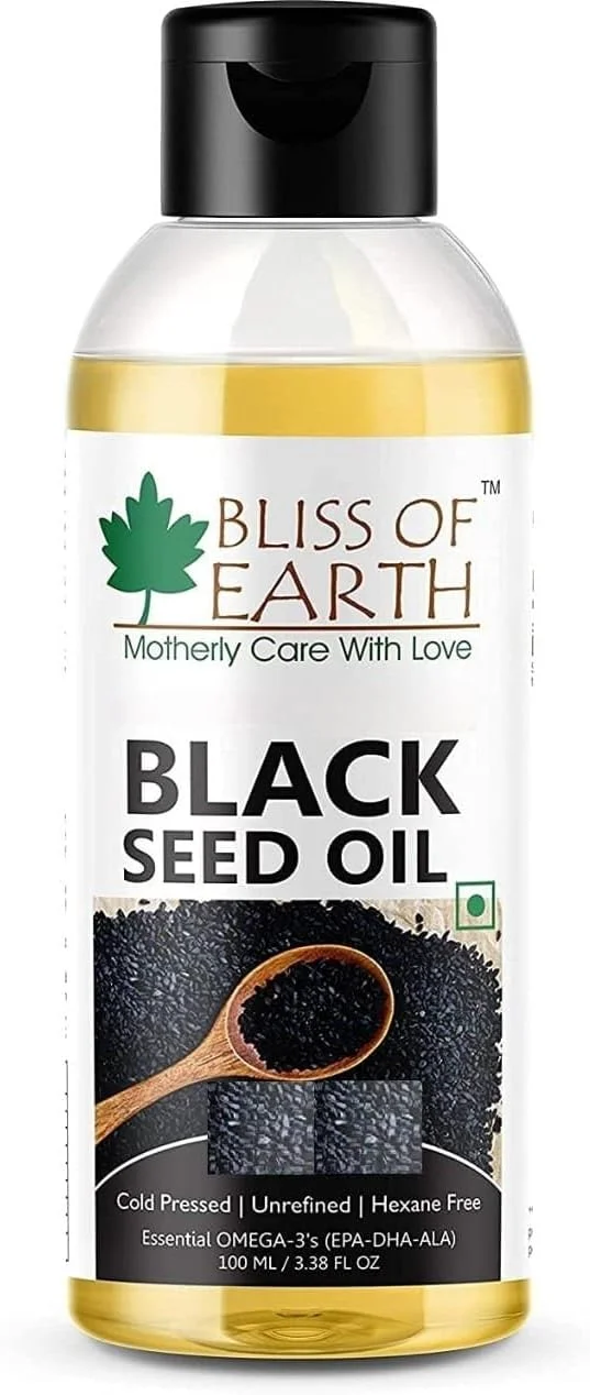 روغن دانه سیاه بلیس آف ارث، روغن کلونجی ارگانیک USDA پرس سرد برای رشد مو، روغن دانه سیاه برای مراقبت از پوست، کمک به هضم و تقویت سیستم ایمنی، روغن حبة البرکه برای کاهش وزن - 100 میلی لیتر