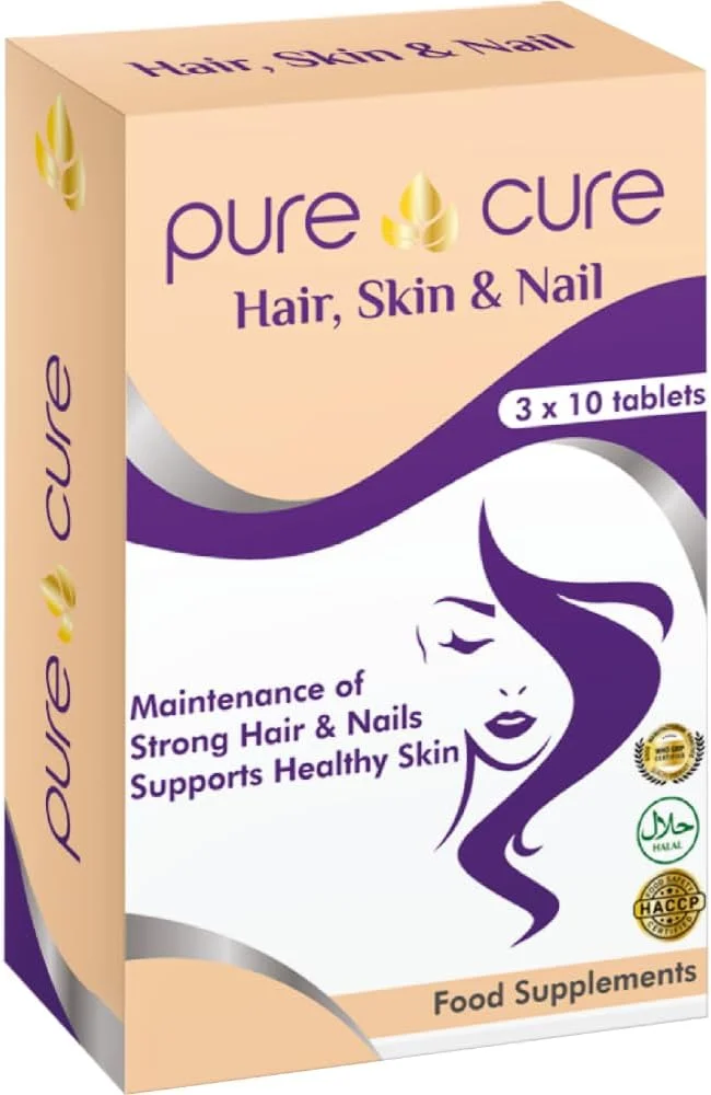 مکمل های غذایی مو، پوست و ناخن Pure Cure، قرص های مکمل غذایی، 3 بسته 10 عددی