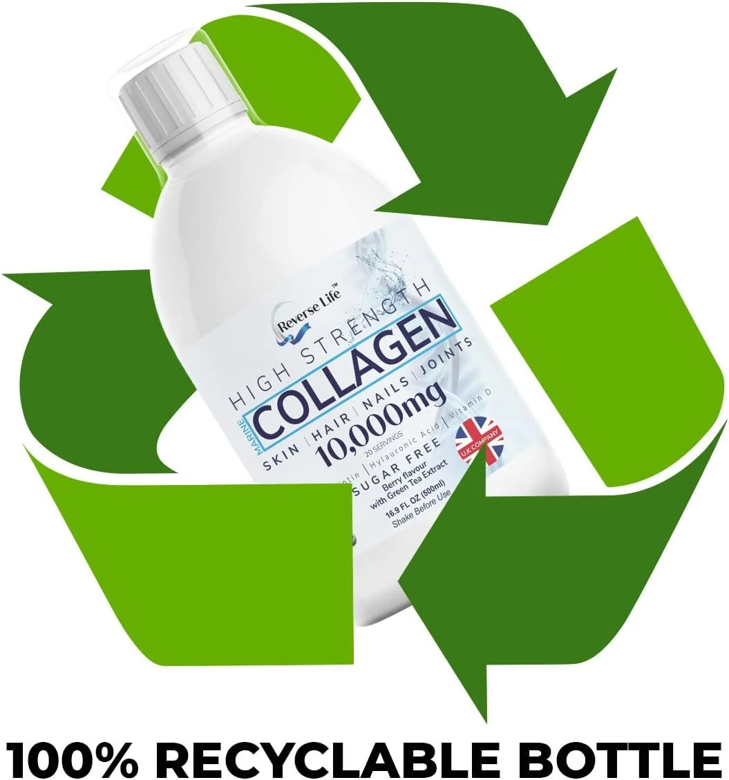 نوشیدنی مکمل مایع کلاژن دریایی ریورس لایف + چای سبز، قدرت بالا 10000 میلی گرم پپتید هیدرولیز شده غنی شده با ویتامین C، D، اسید هیالورونیک و بیوتین برای مو، پوست و ناخن، 500 میلی لیتر نوشیدنی مکمل مایع کلاژن دریایی ریورس لایف + چای سبز، قدرت بالا 10000 میلی گرم پپتید هیدرولیز شده غنی شده با ویتامین C، D، اسید هیالورونیک و بیوتین برای مو، پوست و ناخن، 500 میلی لیتر