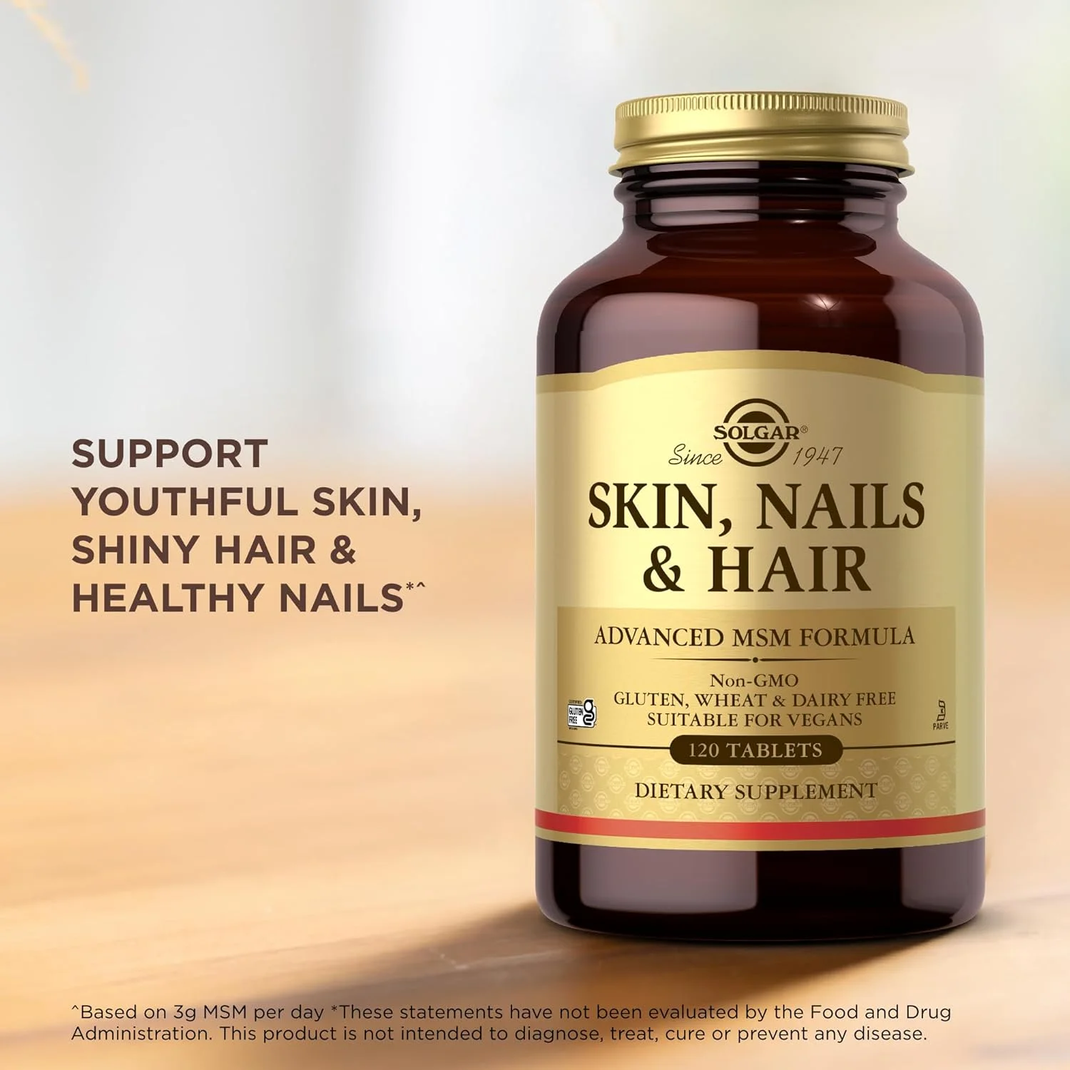سولگار، فرمول پیشرفته MSM برای پوست، ناخن و مو، مناسب برای گیاهخواران، 120 قرص