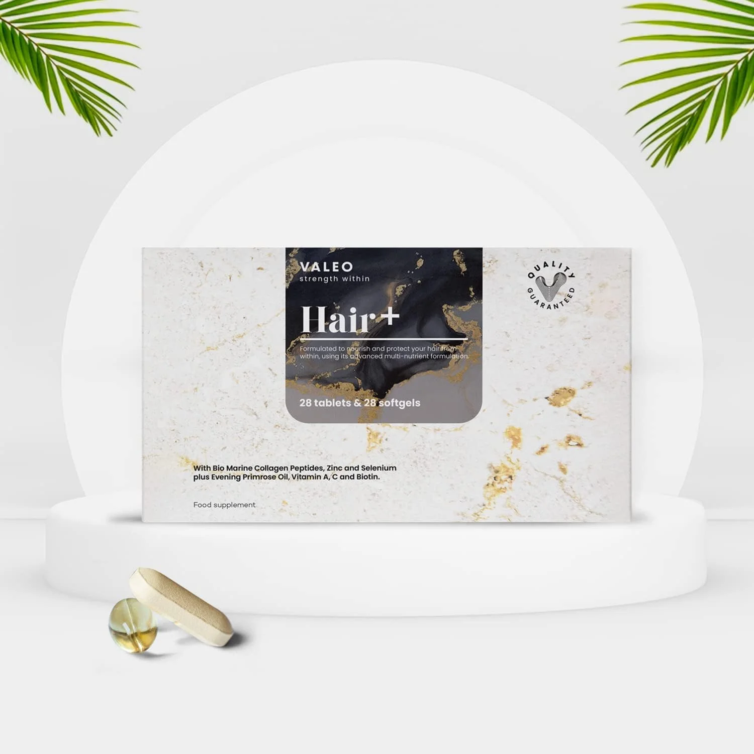 Valeo Hair+ | مکمل های ویتامین مو | رشد مو | کمک به تقویت فولیکول های مو | 28 سافت ژل و 28 قرص Valeo Hair+ | مکمل های ویتامین مو | رشد مو | کمک به تقویت فولیکول های مو | 28 سافت ژل و 28 قرص