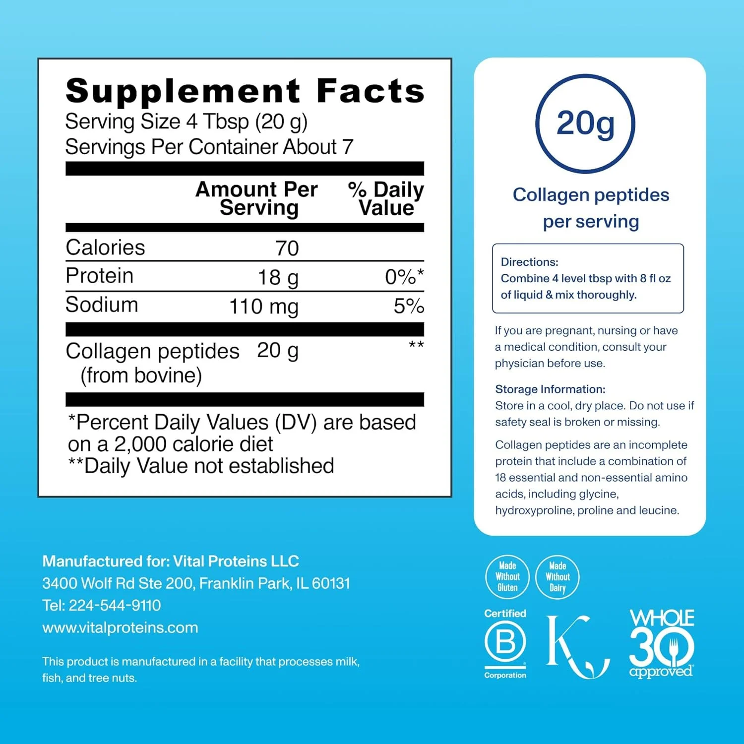 پودر پپتیدهای کلاژن Vital Proteins، ۱۴۲ گرم، بسته ۱ عددی، تقویت کننده سلامت مو، ناخن، پوست، استخوان و مفاصل، بدون طعم پودر پپتیدهای کلاژن Vital Proteins، ۱۴۲ گرم، بسته ۱ عددی، تقویت کننده سلامت مو، ناخن، پوست، استخوان و مفاصل، بدون طعم