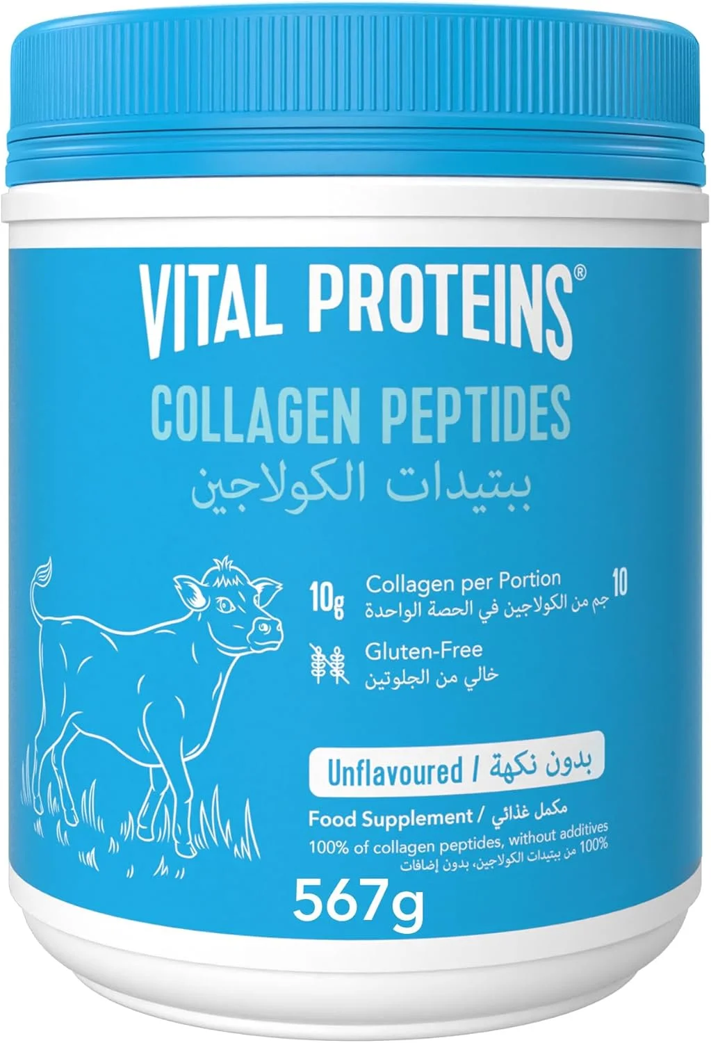 پودر مکمل غذایی پپتیدهای کلاژن Vital Proteins، ۵۶۷ گرم، بدون طعم، منبع گاوی