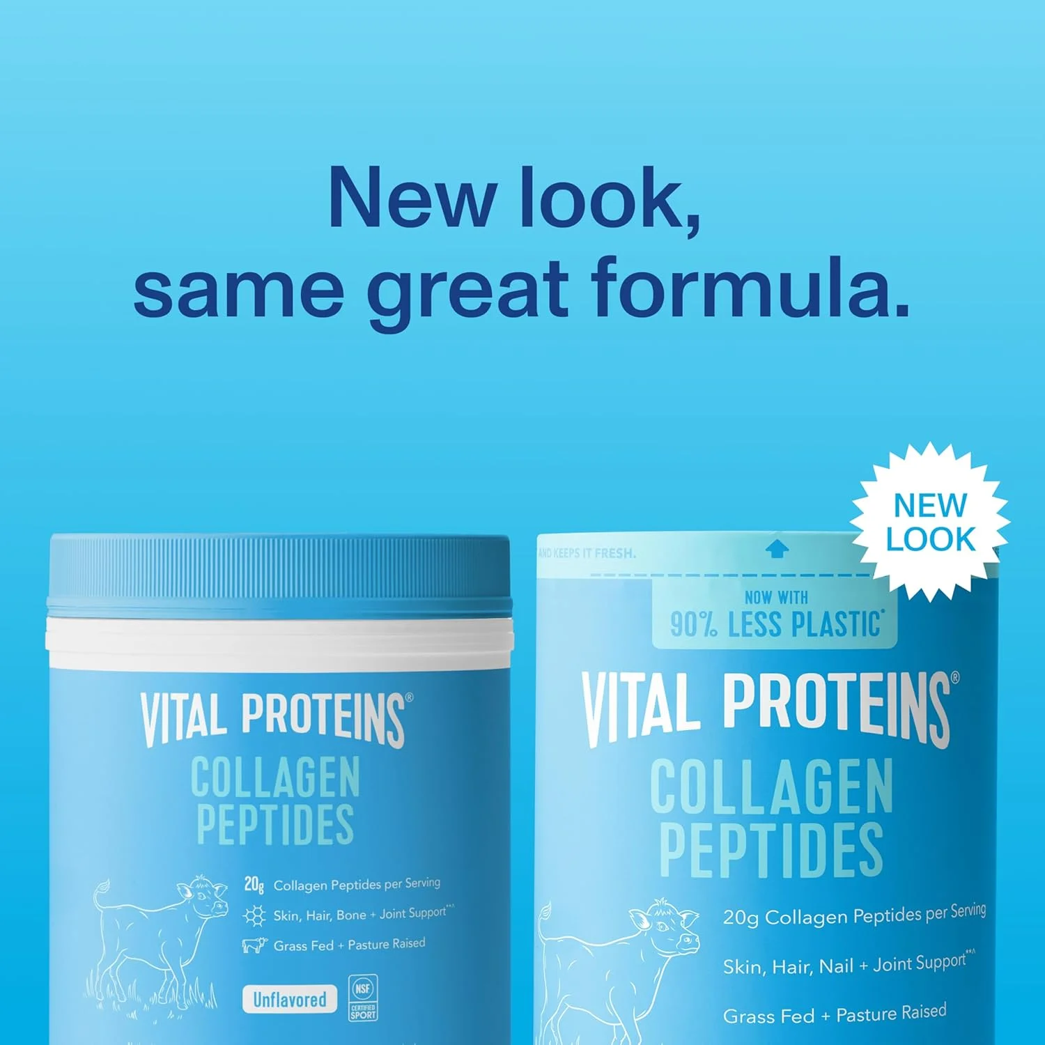 پپتیدهای کلاژن Vital Proteins، ۵۶۷ گرم، بدون طعم، منبع گاوی، ۵۶ سروینگ