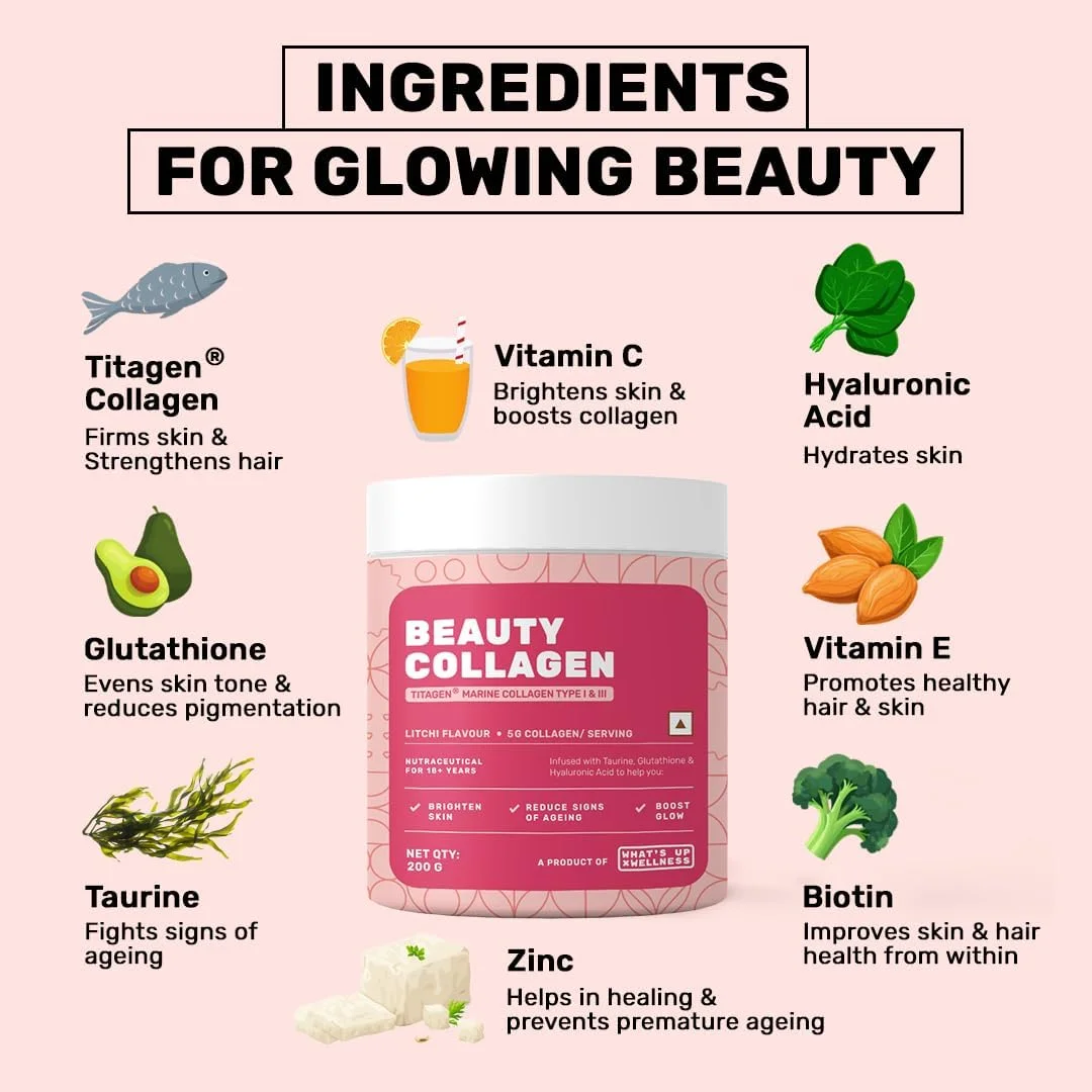 پودر کلاژن زیبایی با گلوتاتیون و ویتامین C برای پوست روشن تر و بدون لک. کلاژن دریایی تیتان نوع I و III برای مردان و زنان. مفید برای پوست، مو و ناخن. با طعم لیچی پودر کلاژن زیبایی با گلوتاتیون و ویتامین C برای پوست روشن تر و بدون لک. کلاژن دریایی تیتان نوع I و III برای مردان و زنان. مفید برای پوست، مو و ناخن. با طعم لیچی