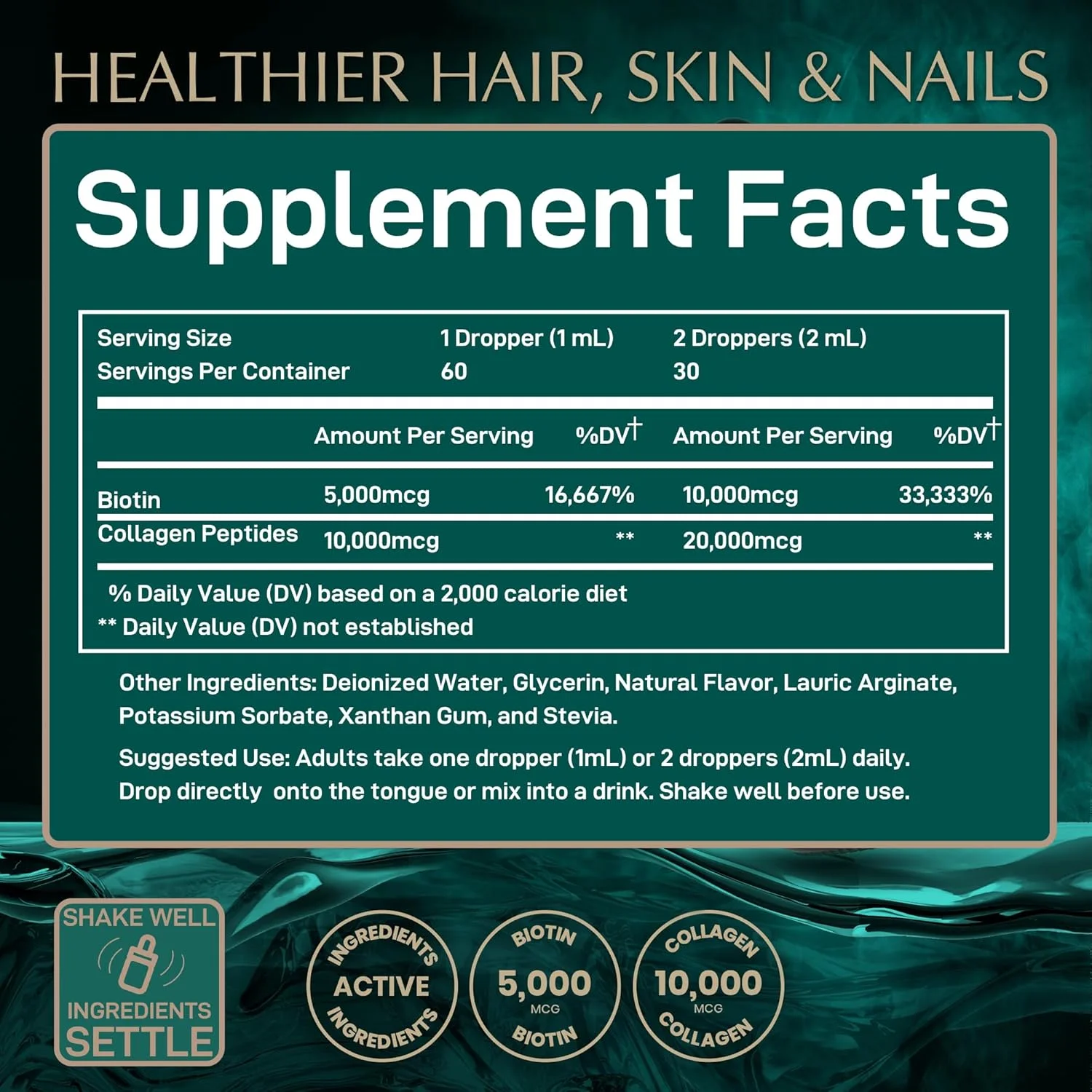 پپتیدهای کلاژن مایع WILD FUEL با ویتامین های بیوتین برای مو، پوست و ناخن - کلاژن مایع برای زنان و مردان به همراه بیوتین - طعم لیمو، تا 2 ماه - 2 اونس پپتیدهای کلاژن مایع WILD FUEL با ویتامین های بیوتین برای مو، پوست و ناخن - کلاژن مایع برای زنان و مردان به همراه بیوتین - طعم لیمو، تا 2 ماه - 2 اونس