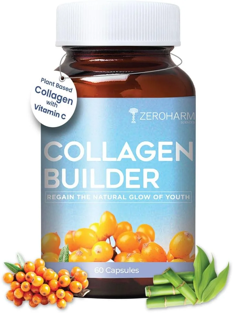 ZEROHARM کلاژن ساز با سنجد تلخ، ویتامین C، بیوتین - کلاژن گیاهی برای پوست، مو و مفاصل - مکمل 100% گیاهی برای مردان و زنان برای پوست روشن تر و جوان تر - 60 کپسول ZEROHARM کلاژن ساز با سنجد تلخ، ویتامین C، بیوتین - کلاژن گیاهی برای پوست، مو و مفاصل - مکمل 100% گیاهی برای مردان و زنان برای پوست روشن تر و جوان تر - 60 کپسول