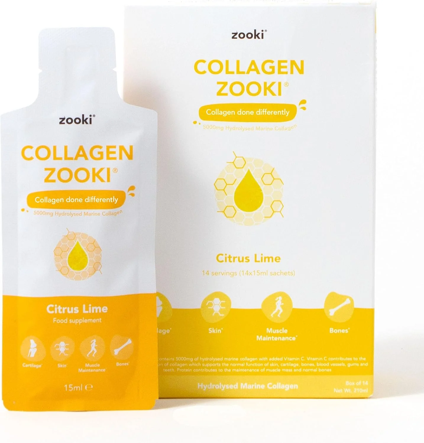 ساشه های مایع کلاژن دریایی زوکی 5000 میلی گرم | پپتیدهای کلاژن دریایی هیدرولیز شده | پشتیبانی از پوست، مو، ناخن، مفاصل، استخوان ها و عضلات | (طعم مرکبات لیمو، 14 سروینگ) ساشه های مایع کلاژن دریایی زوکی 5000 میلی گرم | پپتیدهای کلاژن دریایی هیدرولیز شده | پشتیبانی از پوست، مو، ناخن، مفاصل، استخوان ها و عضلات | (طعم مرکبات لیمو، 14 سروینگ)